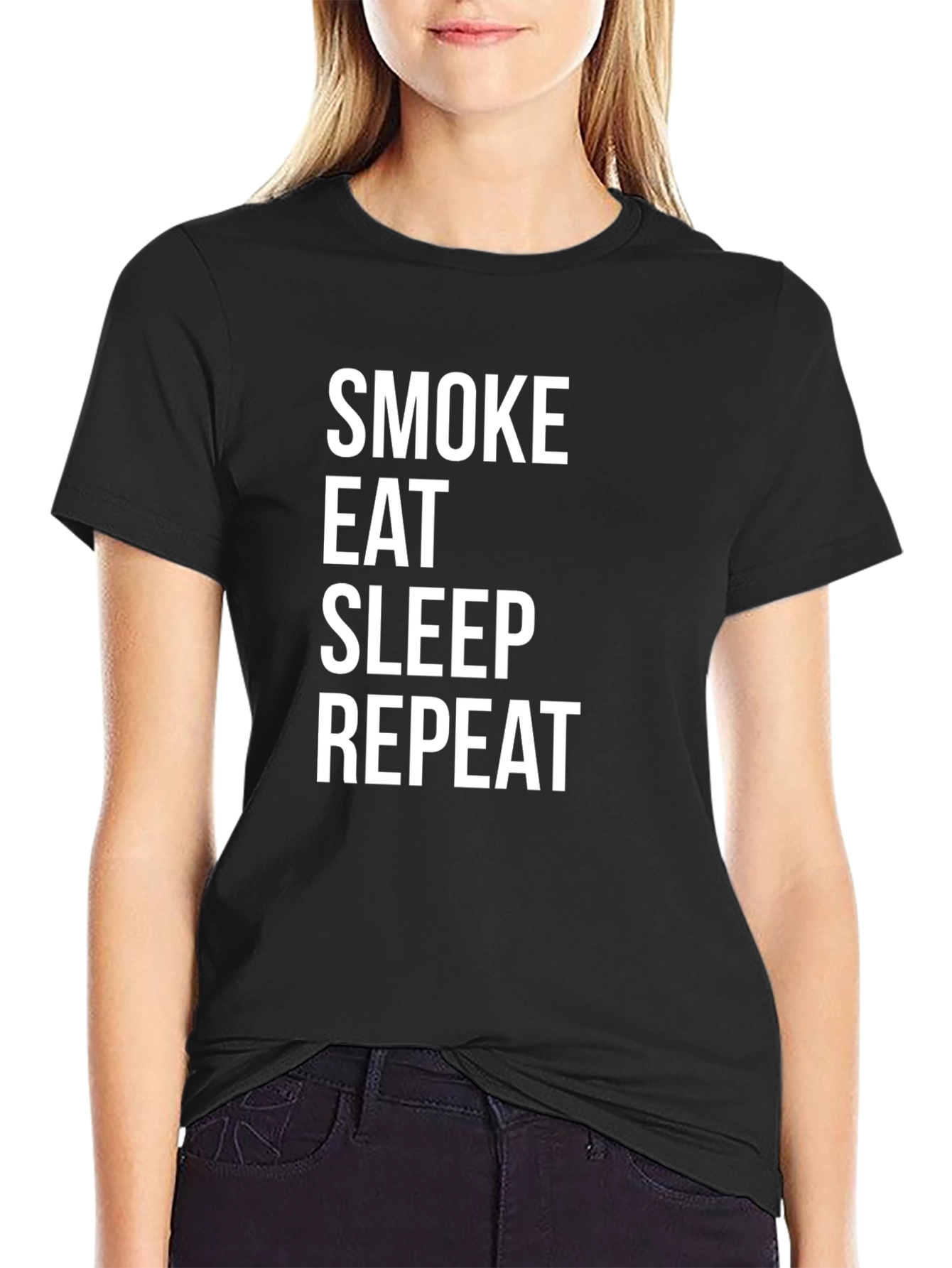 Black Smoke Eat Sleep Repeat Graphic Tee view 2