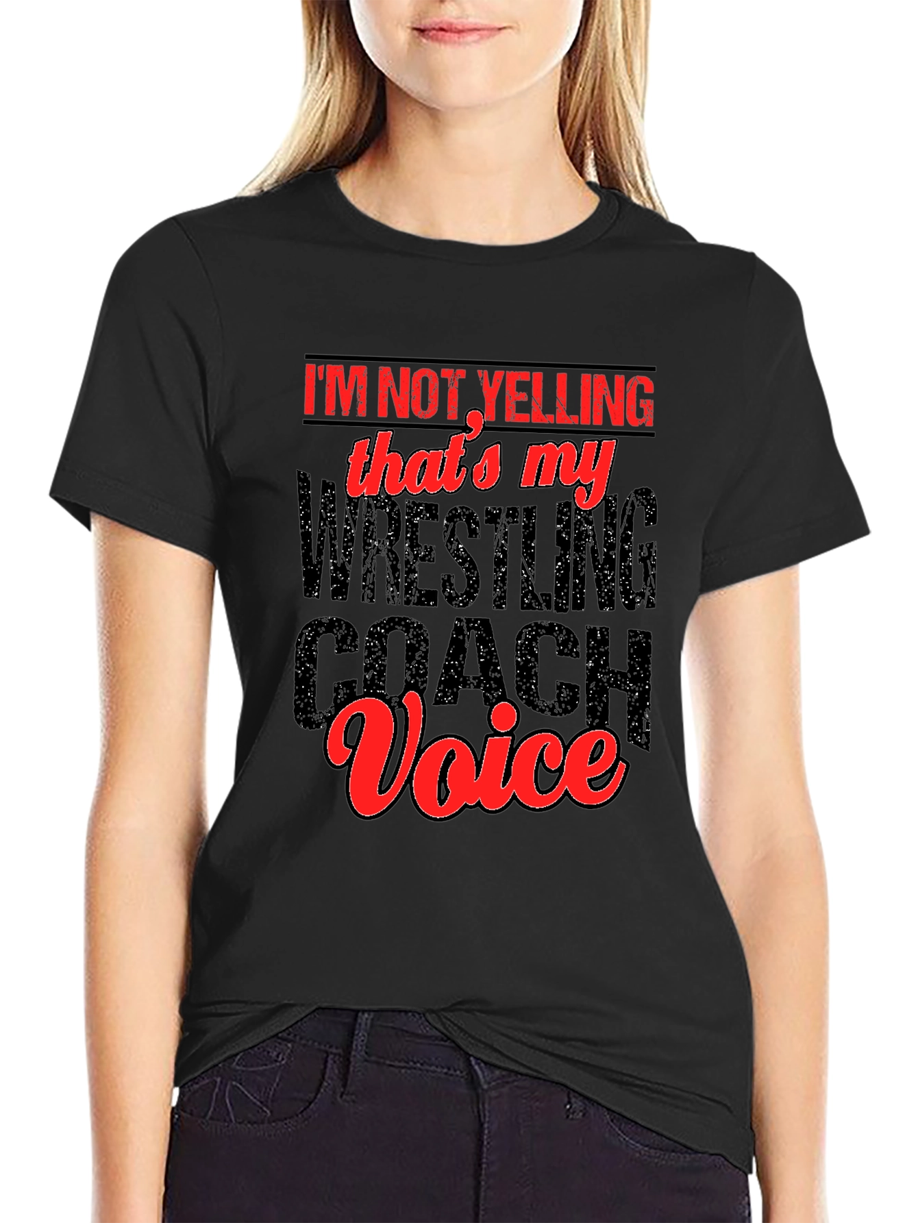 Black Wrestling Coach Voice T-Shirt - Funny Gift Idea view 2