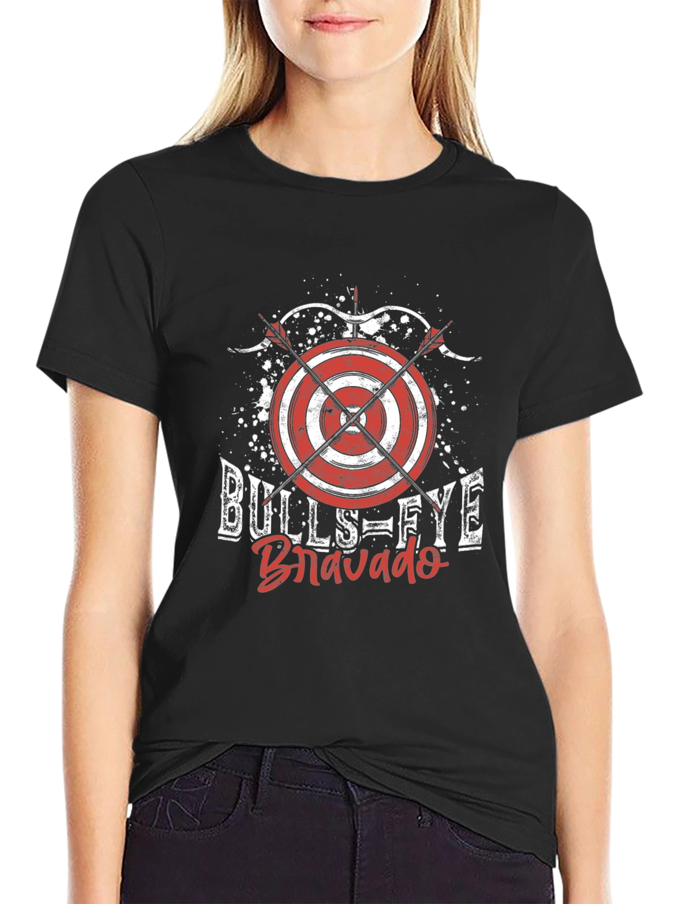 Black Bullseye Bravado Graphic Tee - Black Cotton T-Shirt view 2