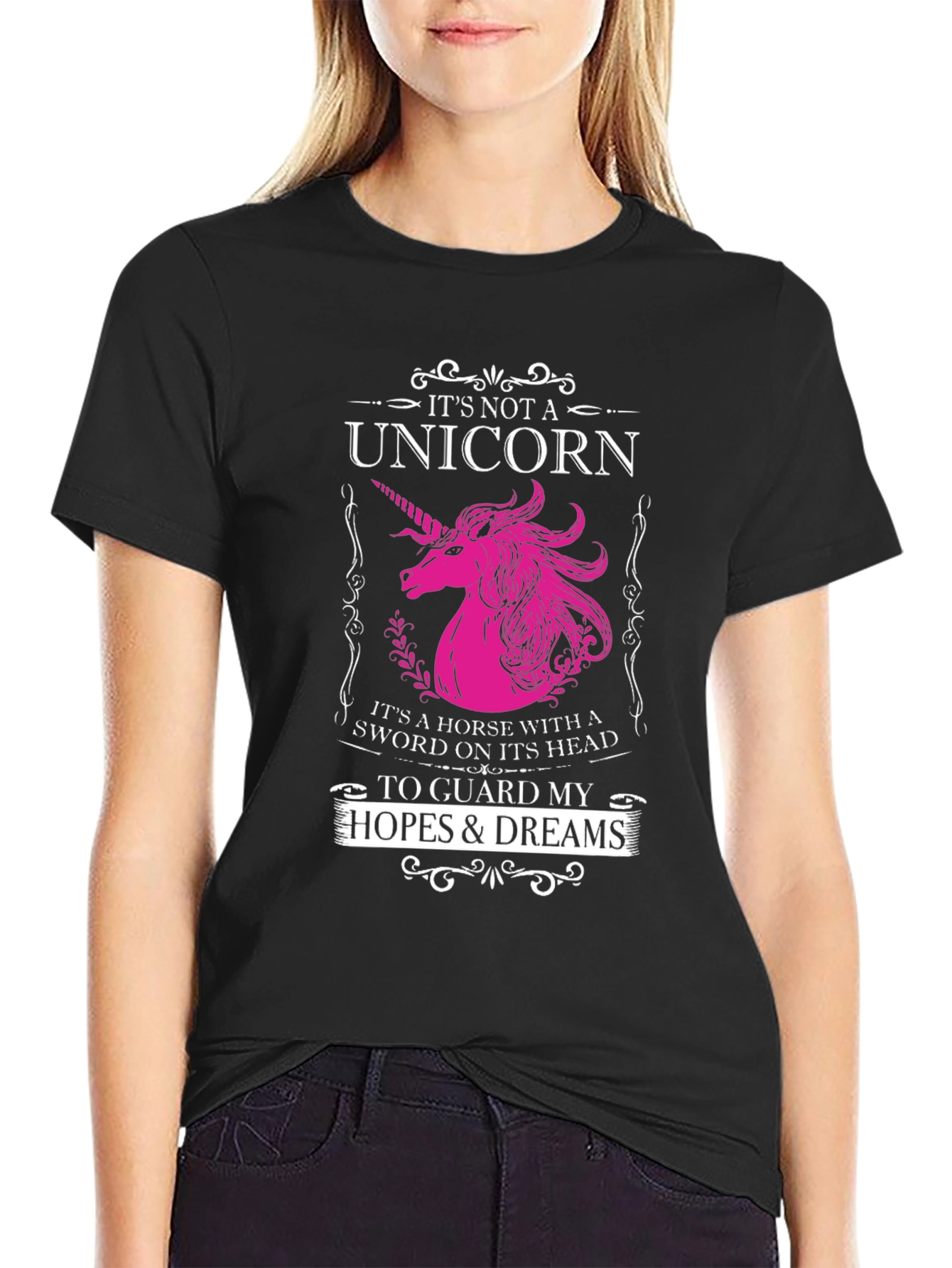 Black Unicorn Sword Guard T-Shirt - Hopes & Dreams view 2
