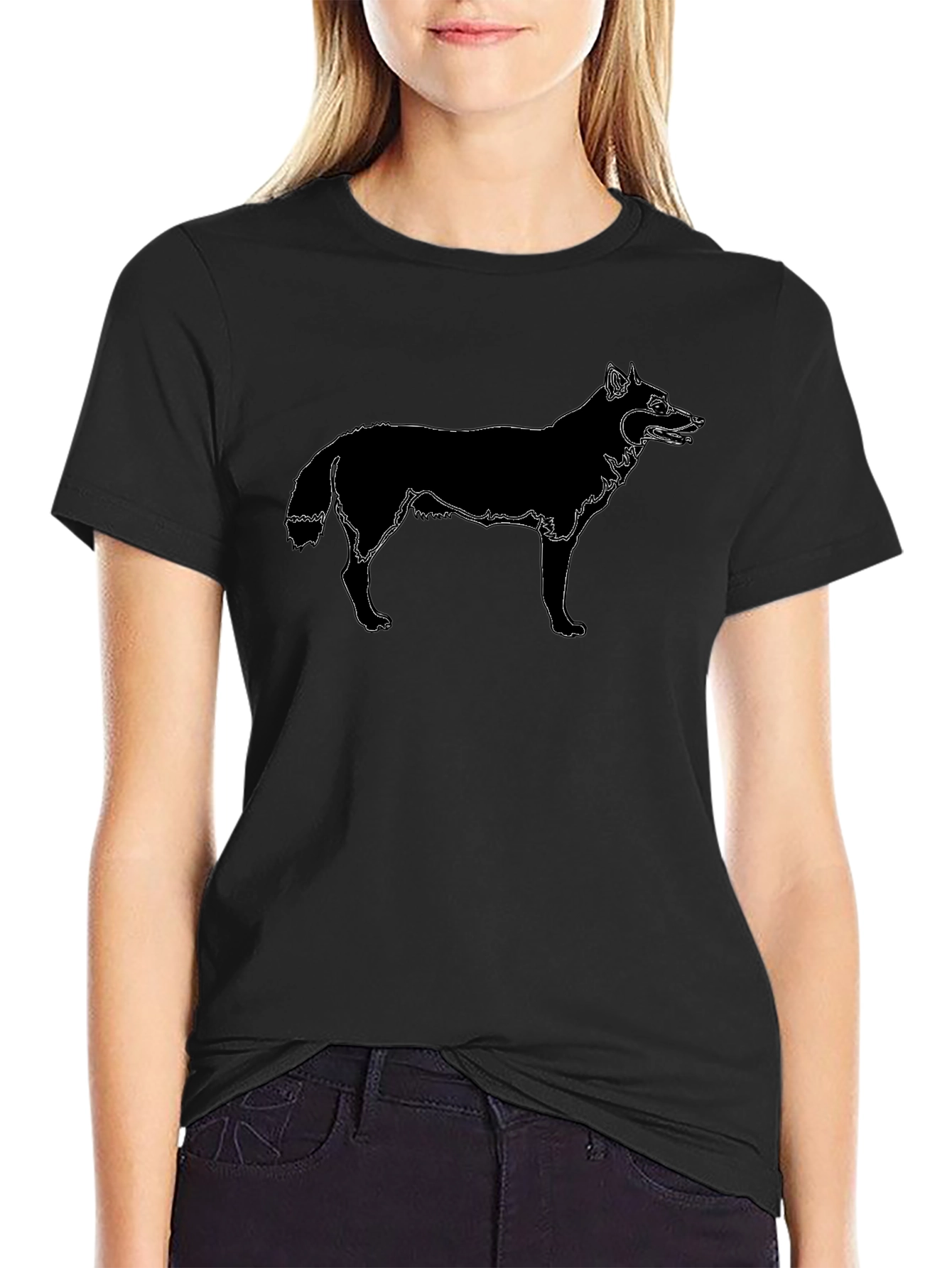 Black Black Wolf Graphic Tee - Modern Style view 2
