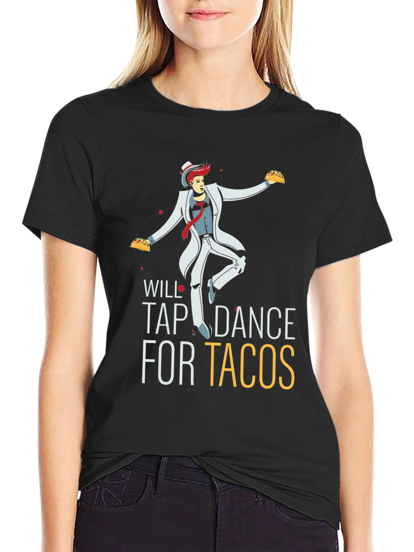 Black Will Tap Dance for Tacos - Novelty Graphic Tee view 2