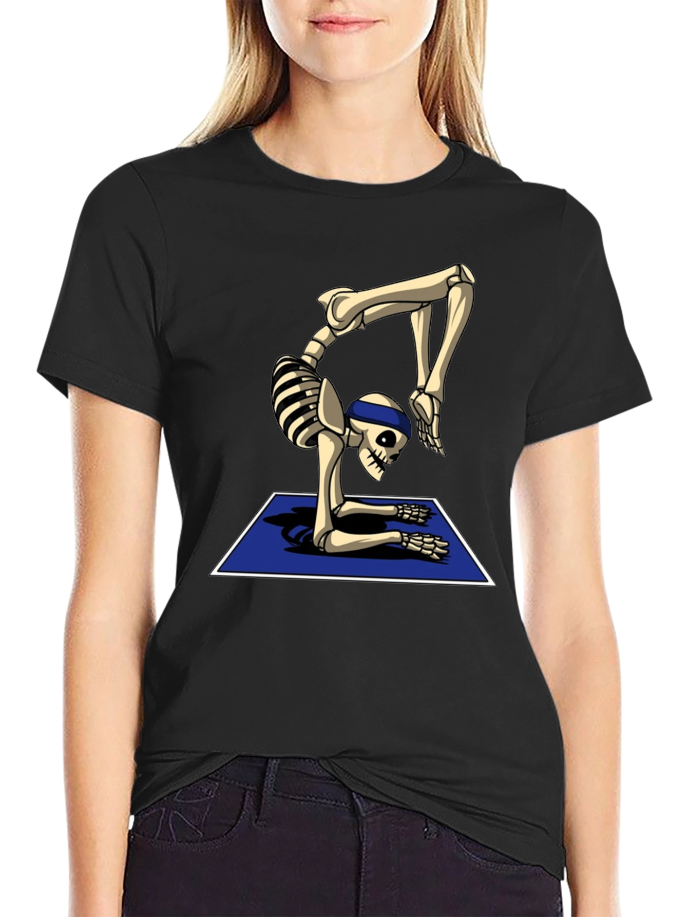 Black Yoga Skeleton T-Shirt - Flexible Bones! view 2