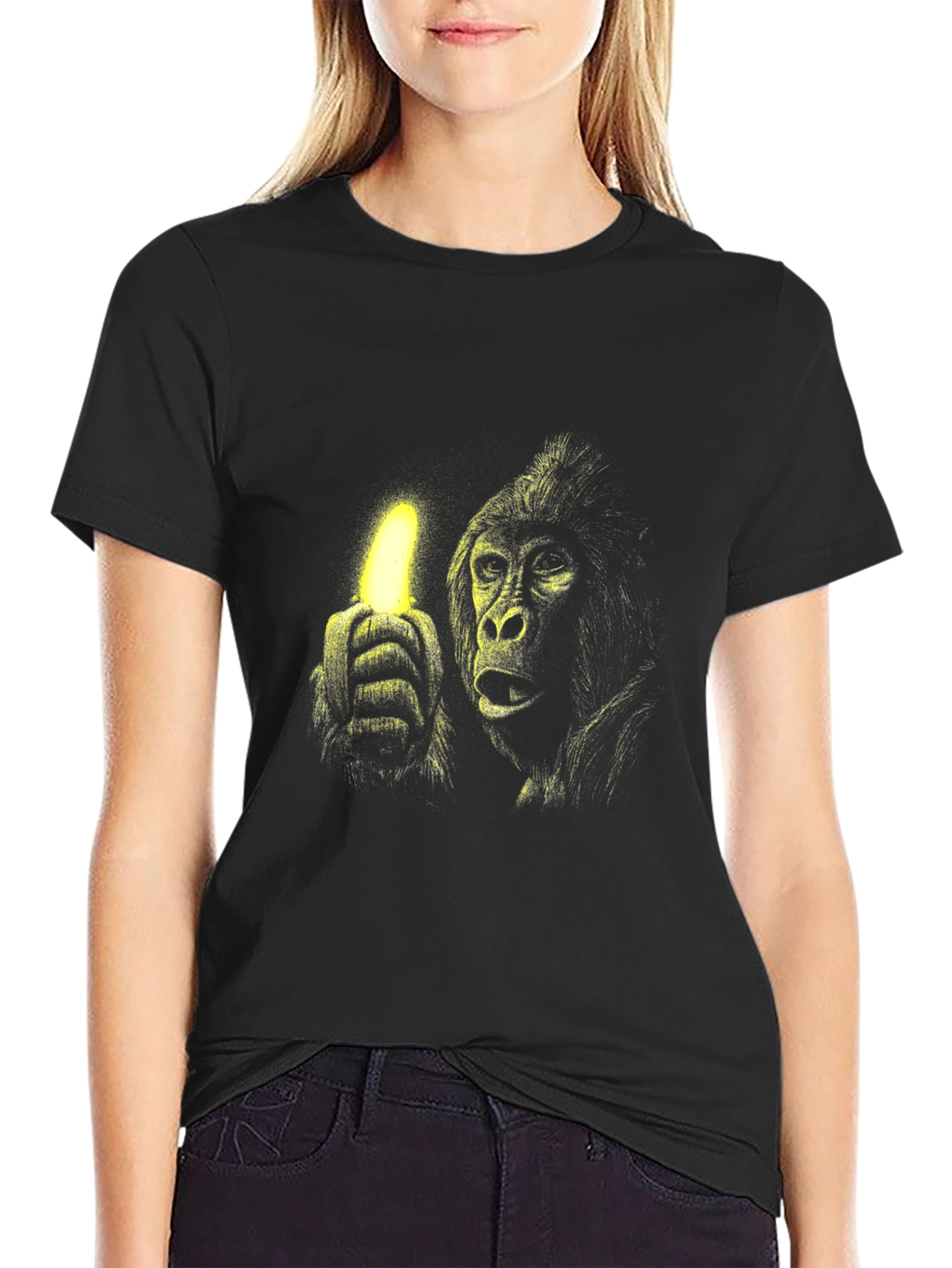 Black Gorilla Banana Glow Black T-Shirt view 2