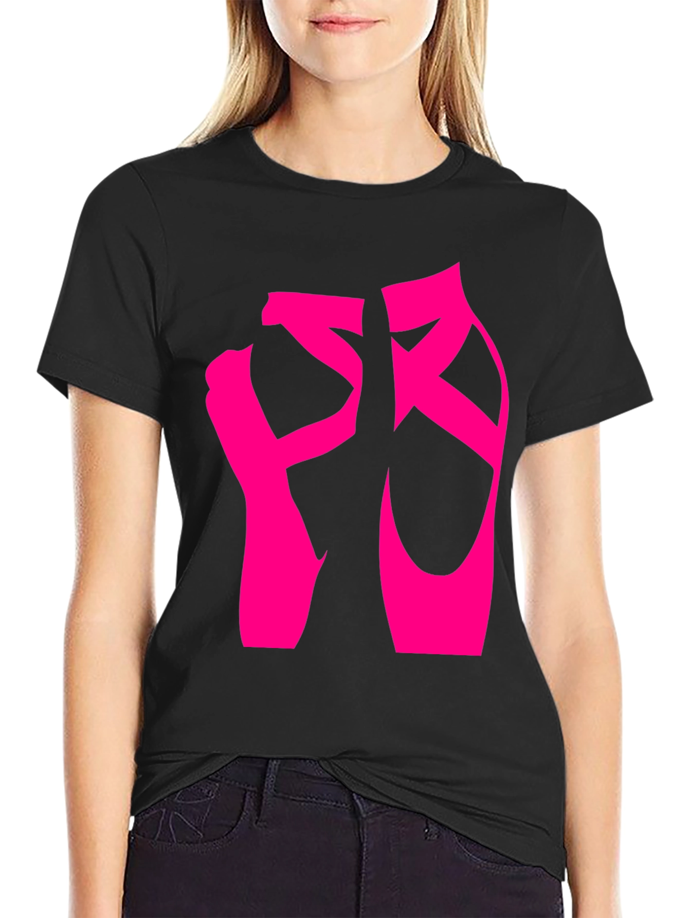 Black Ballet Shoes Graphic Tee - Dance Lover T-Shirt view 2