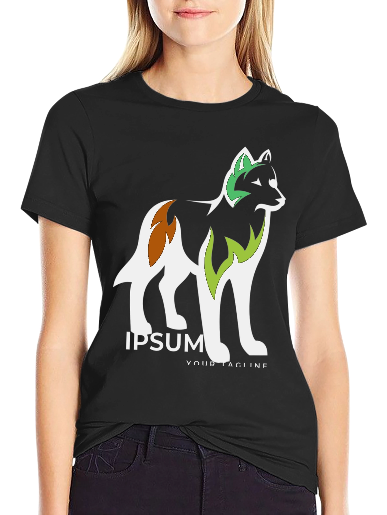 Black Black Graphic Tee - Artistic Dog Design view 2