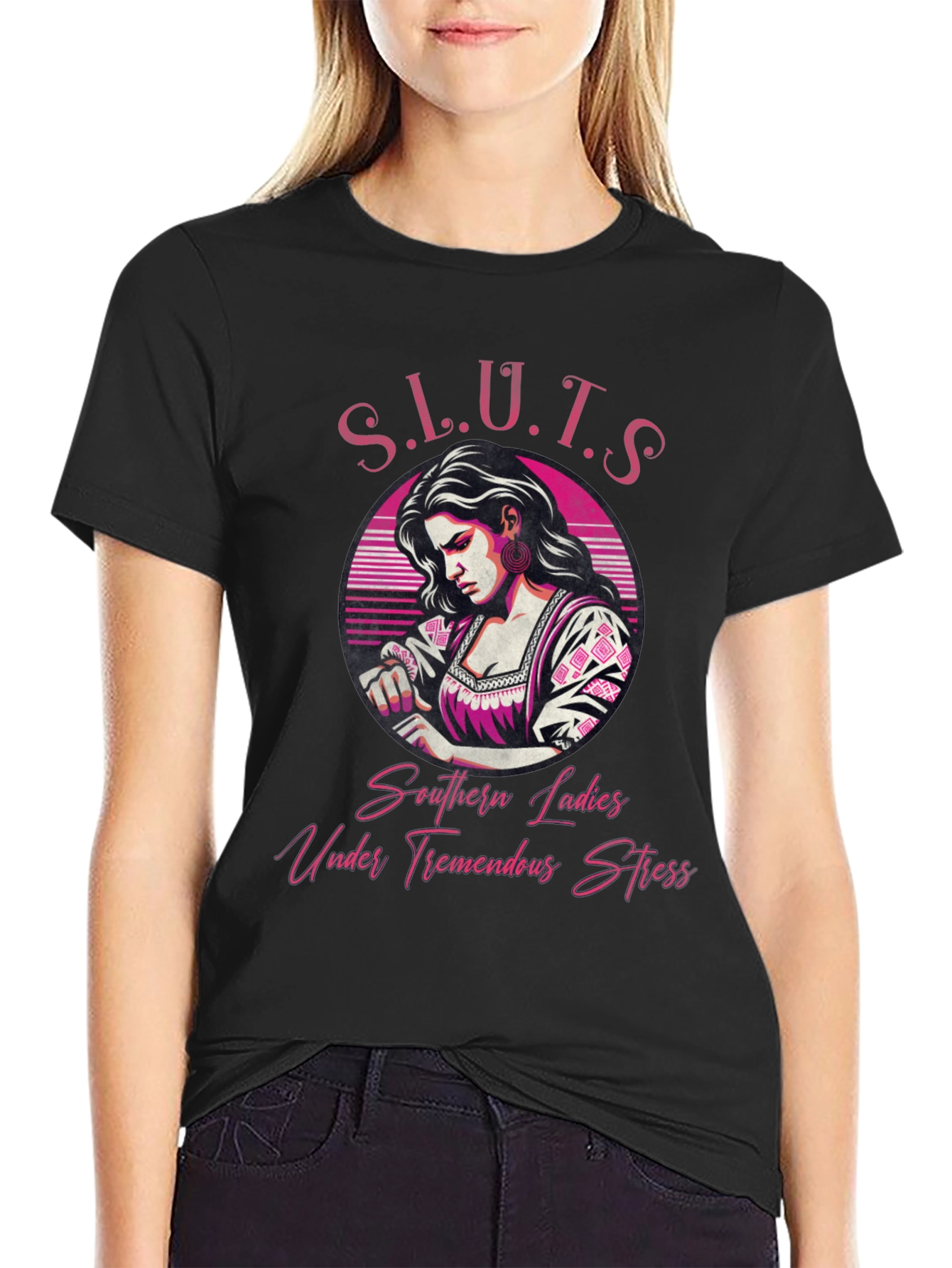 Black Southern Ladies T-Shirt - Unique Graphic Design view 2