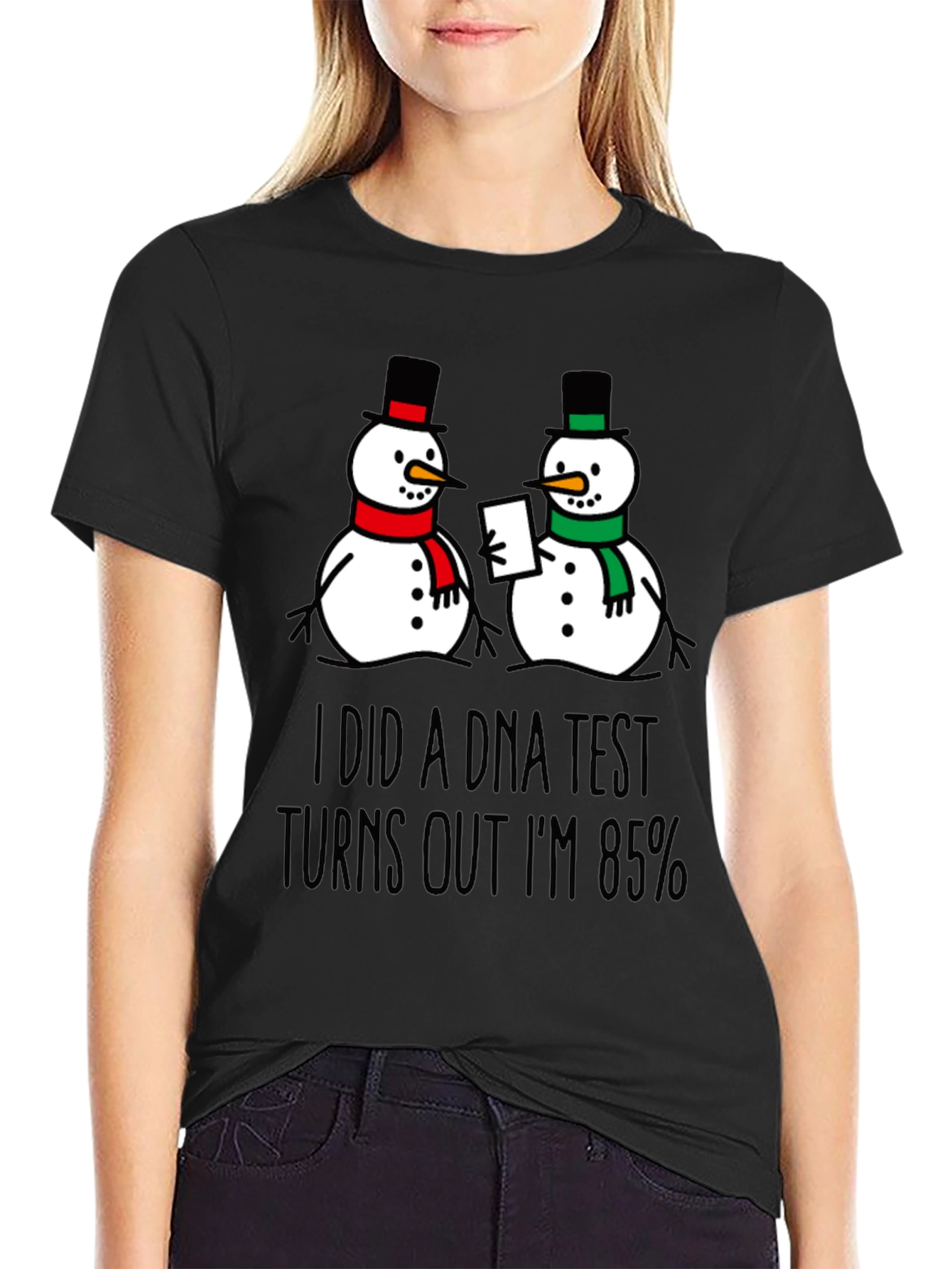 Black DNA Test Snowman Graphic Tee view 2