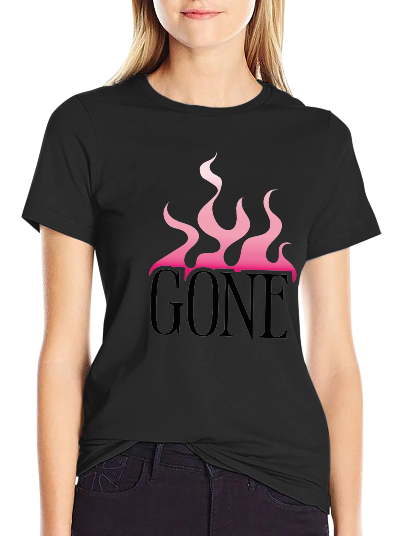 Black GONE Graphic Tee - Pink Flames Black T-Shirt view 2