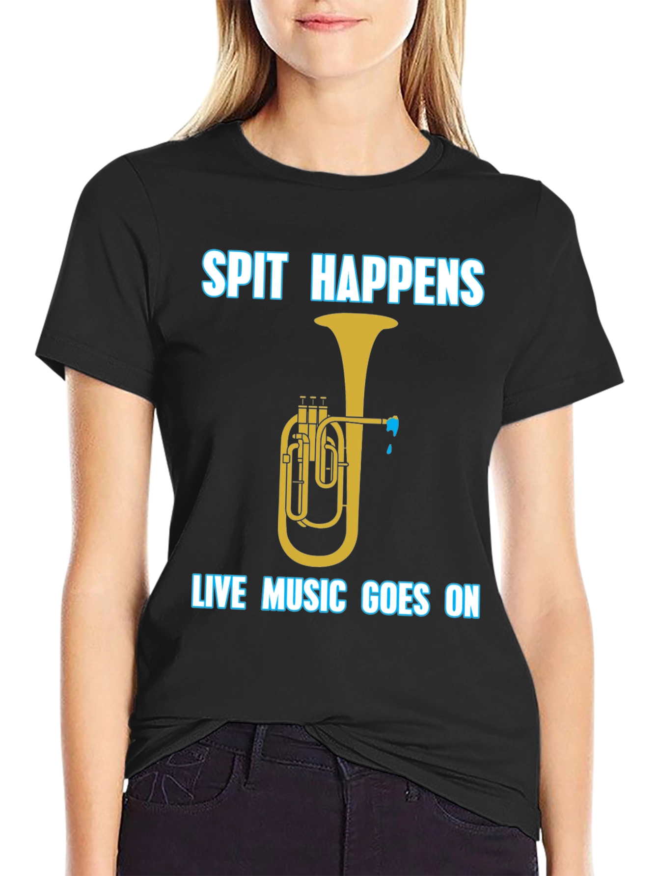 Spit Happens Music T-Shirt - Live Music Goes On! - 2