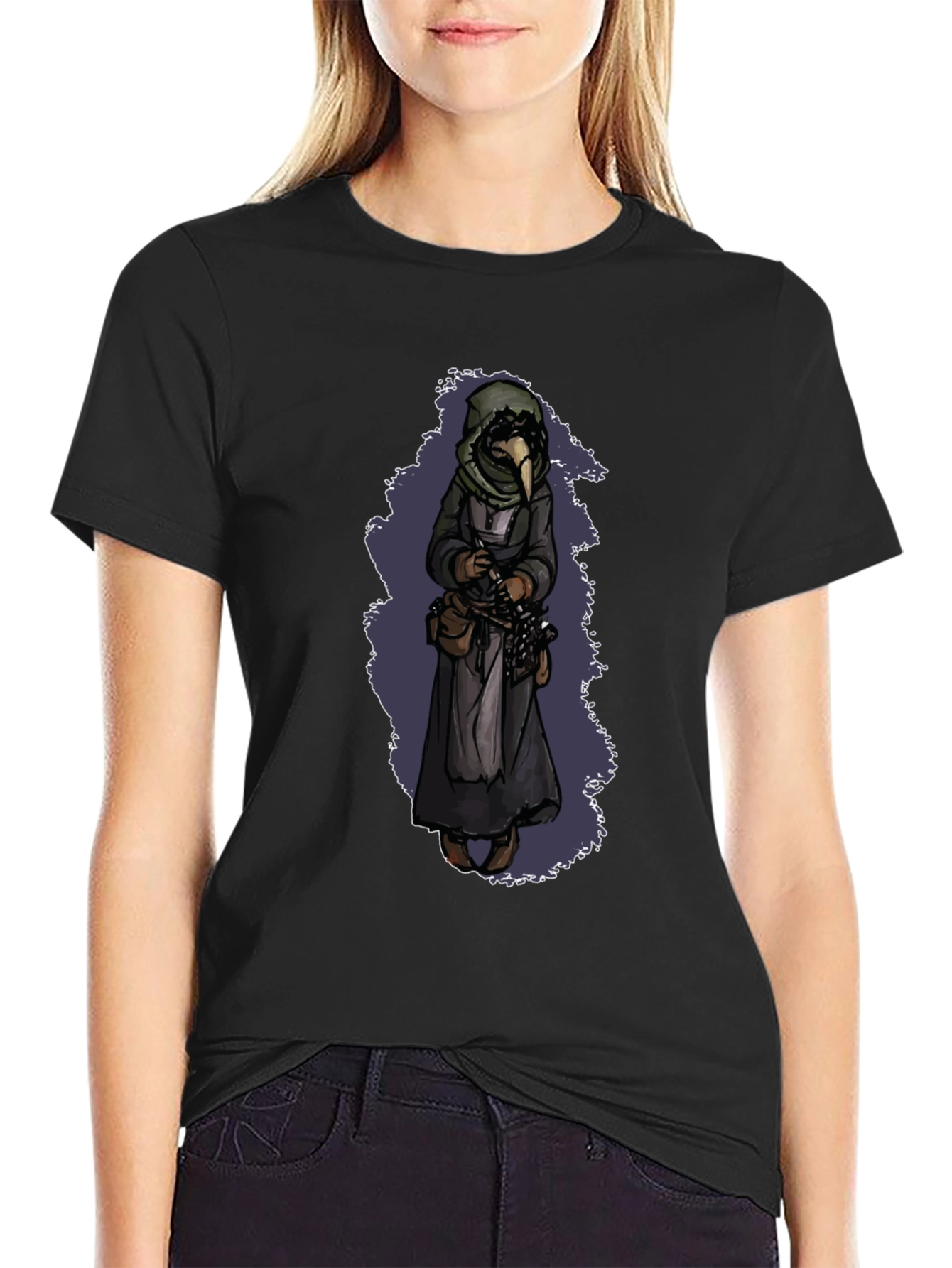 Black Plague Doctor Graphic T-Shirt - Black view 2