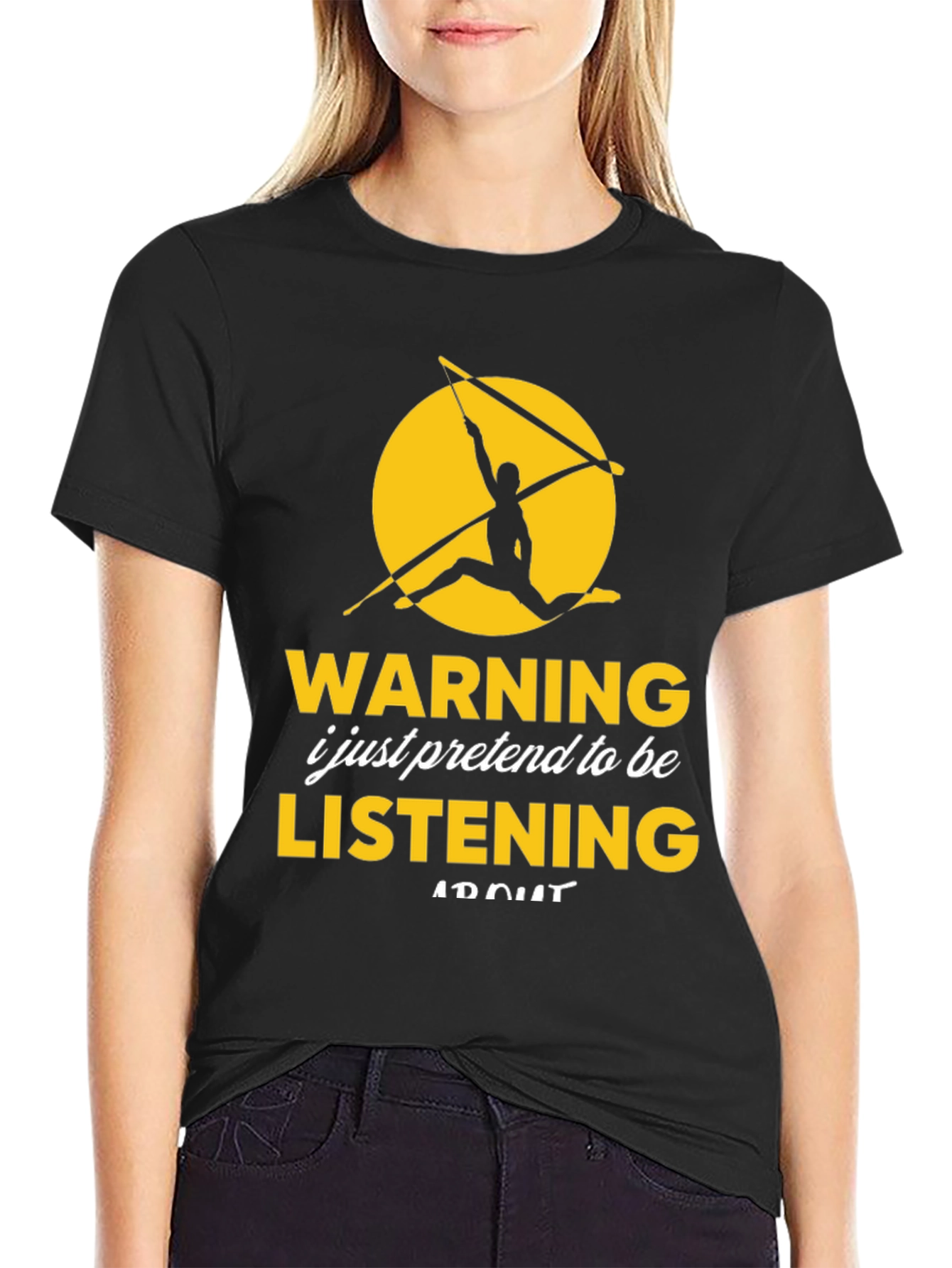 Black Warning I Pretend Listening T-Shirt view 2
