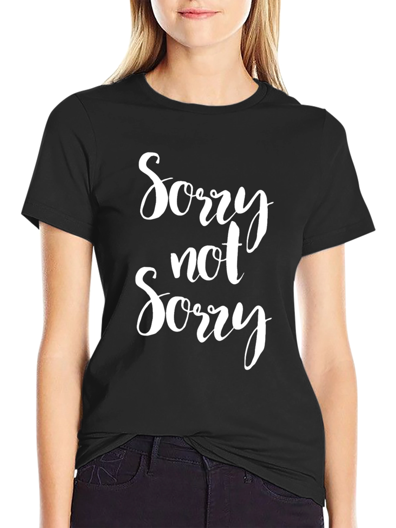 Black Sorry Not Sorry Graphic Black T-Shirt view 2