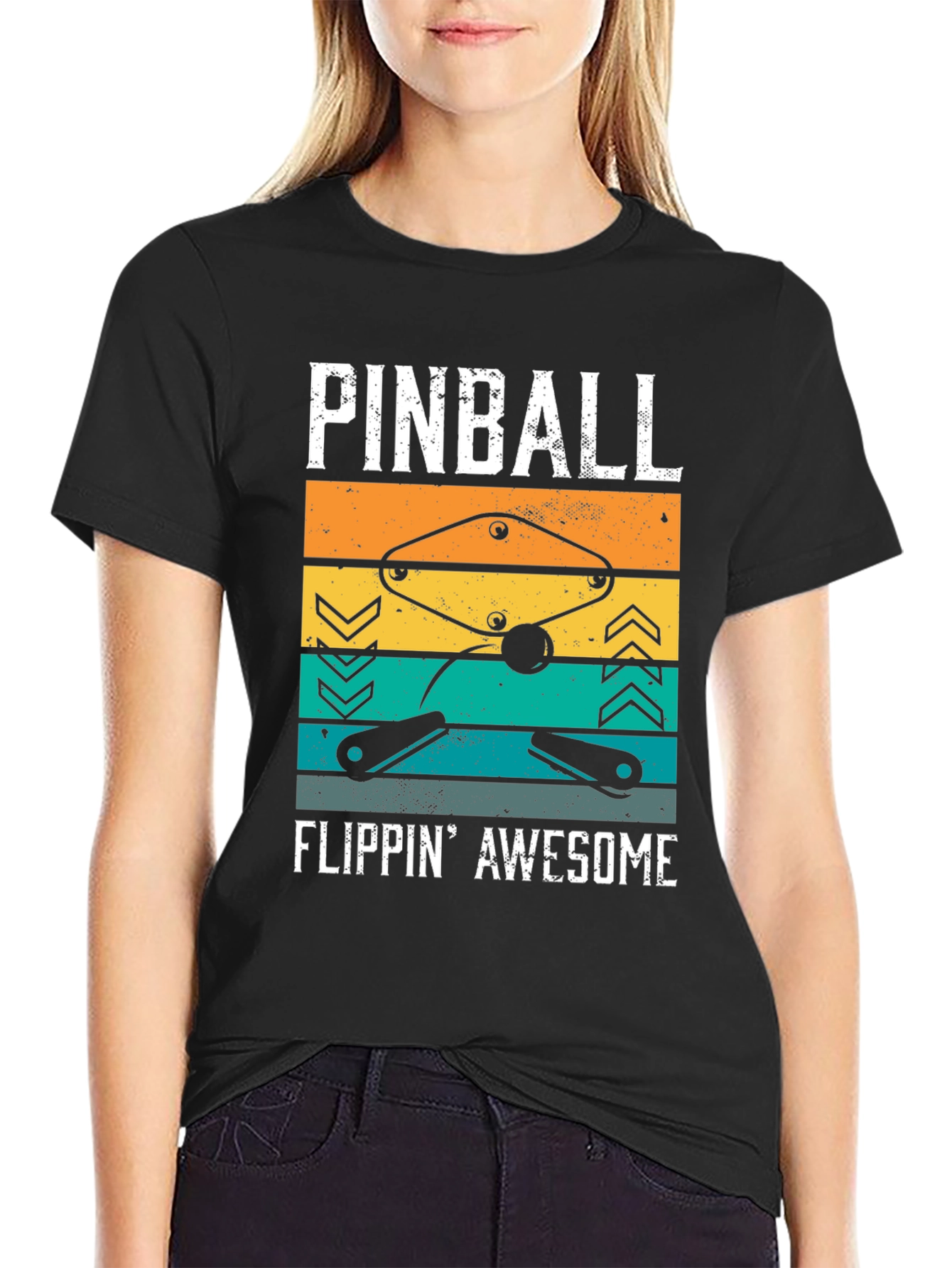 Black Pinball Flippin' Awesome Graphic Tee view 2