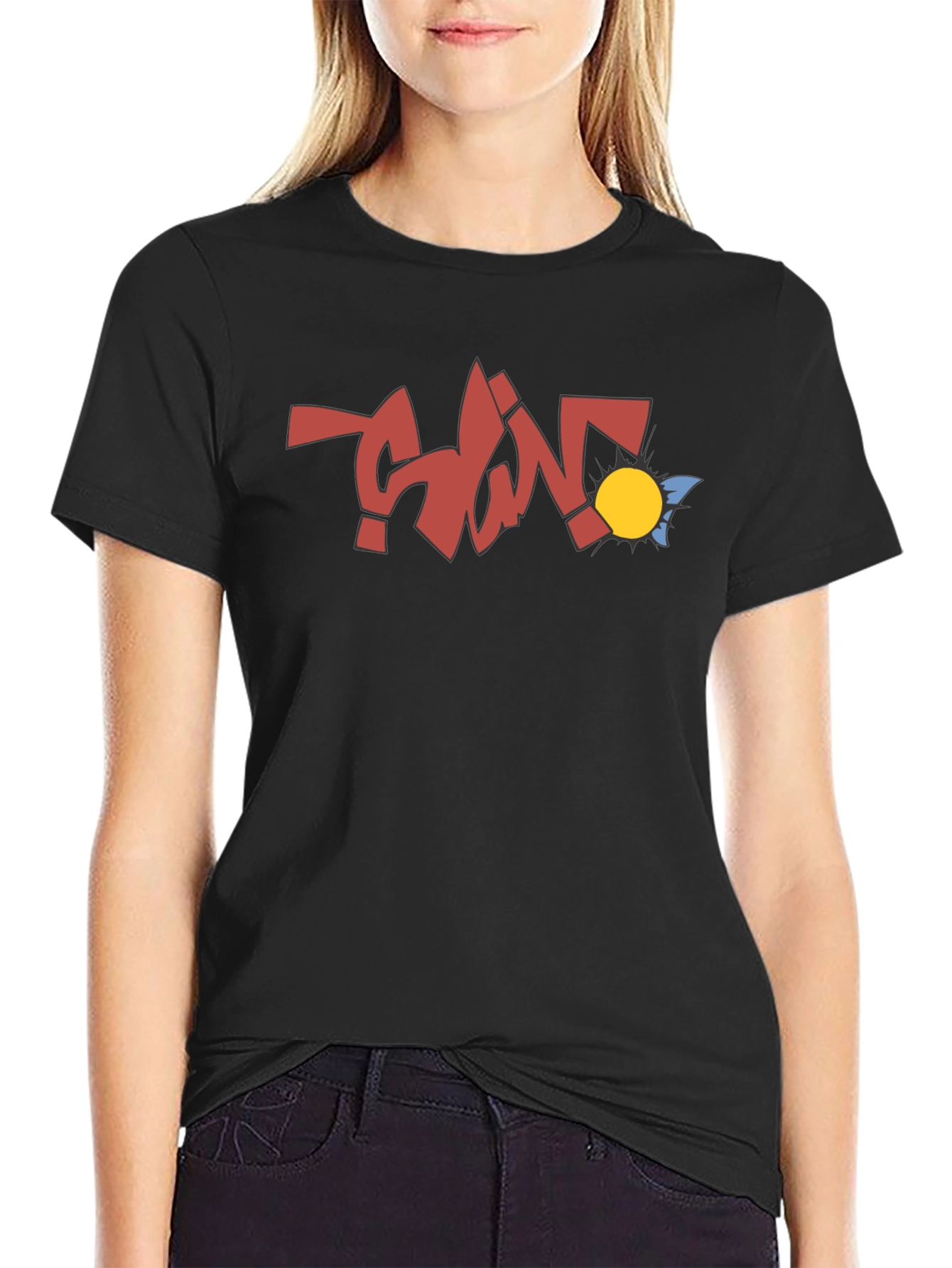 Black Abstract Graphic Print Black T-Shirt view 2