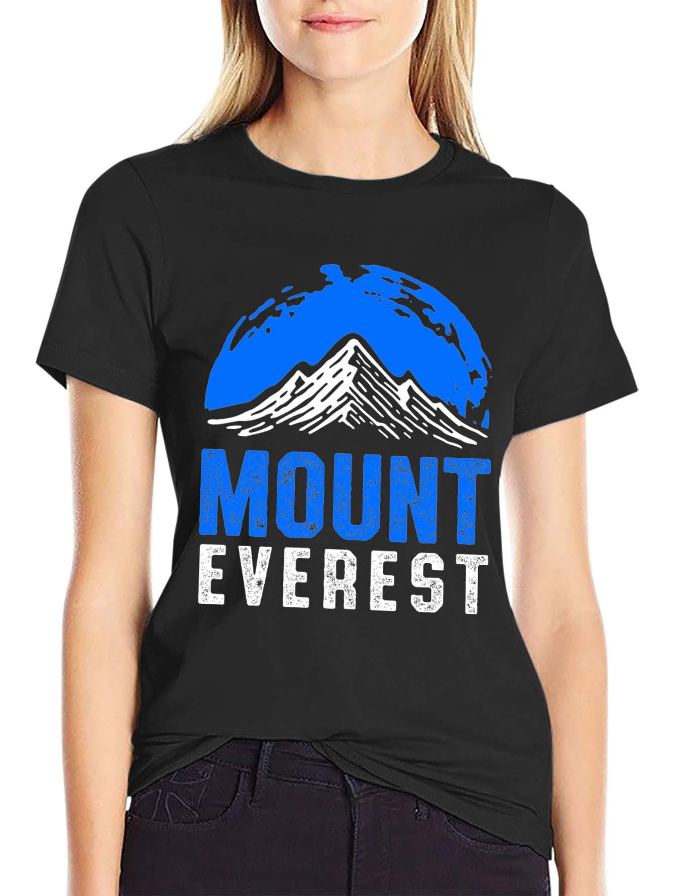Black Mount Everest Graphic Tee - Black Cotton Casual Shirt view 2