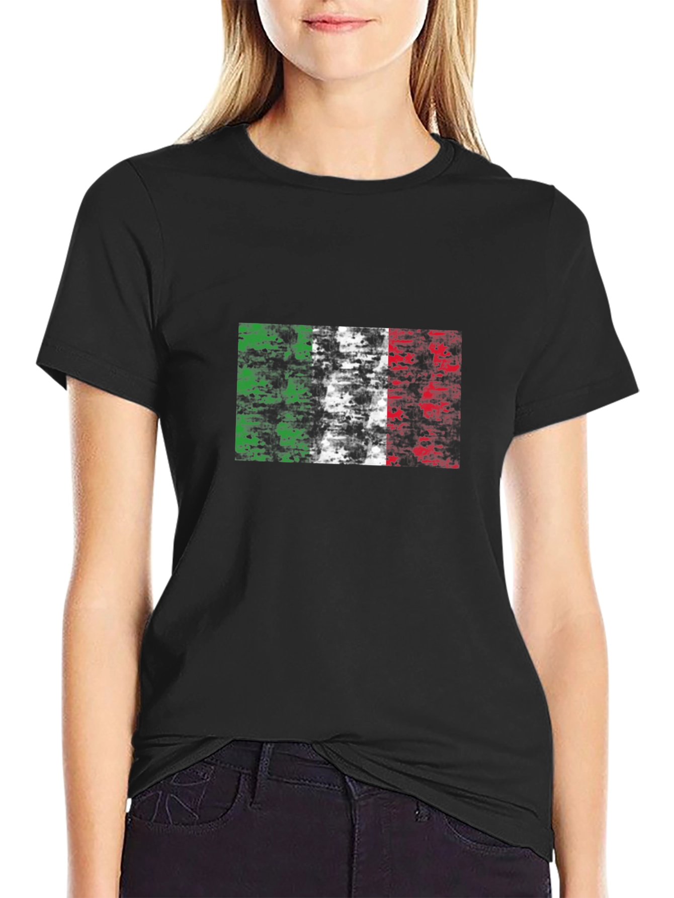 Black Italian Flag Graphic Tee - Black T-Shirt view 2