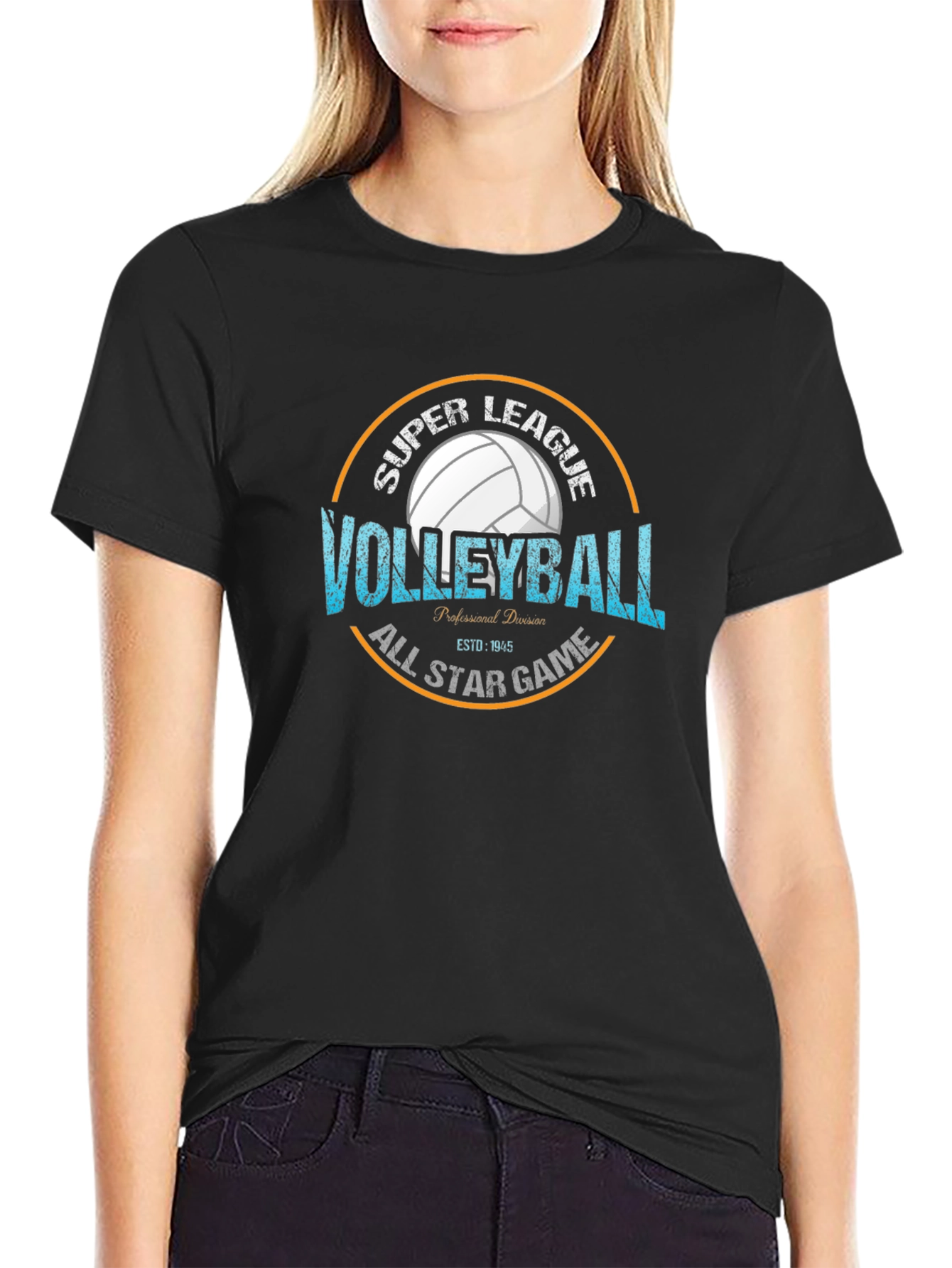 Black Volleyball Super League All Star Game T-Shirt view 2