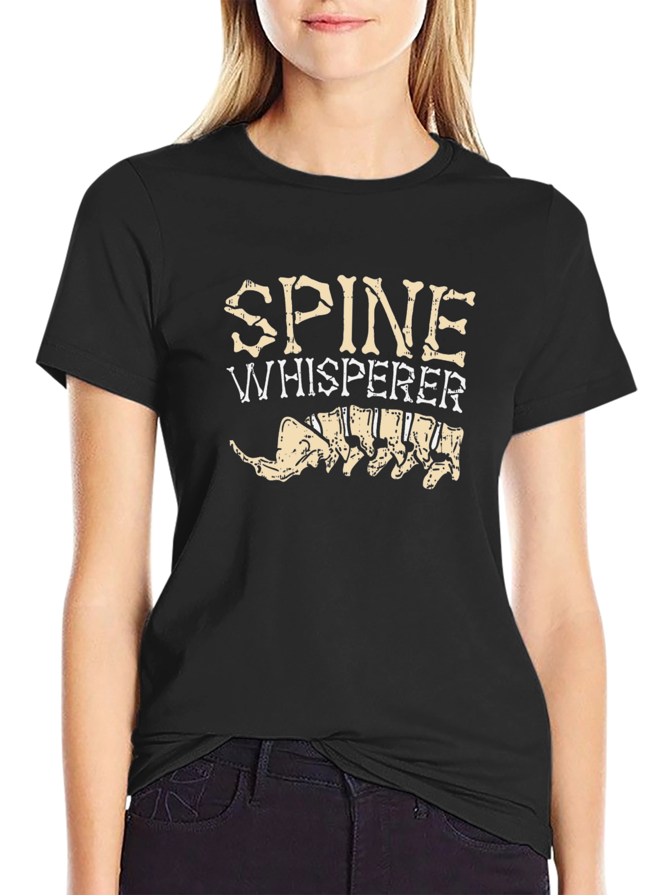 Black Spine Whisperer Graphic Tee - Chiropractic Humor view 2