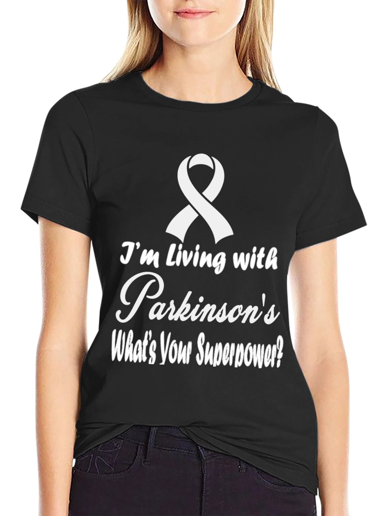 Black Parkinson's Awareness T-Shirt: What's Your Superpower? view 2