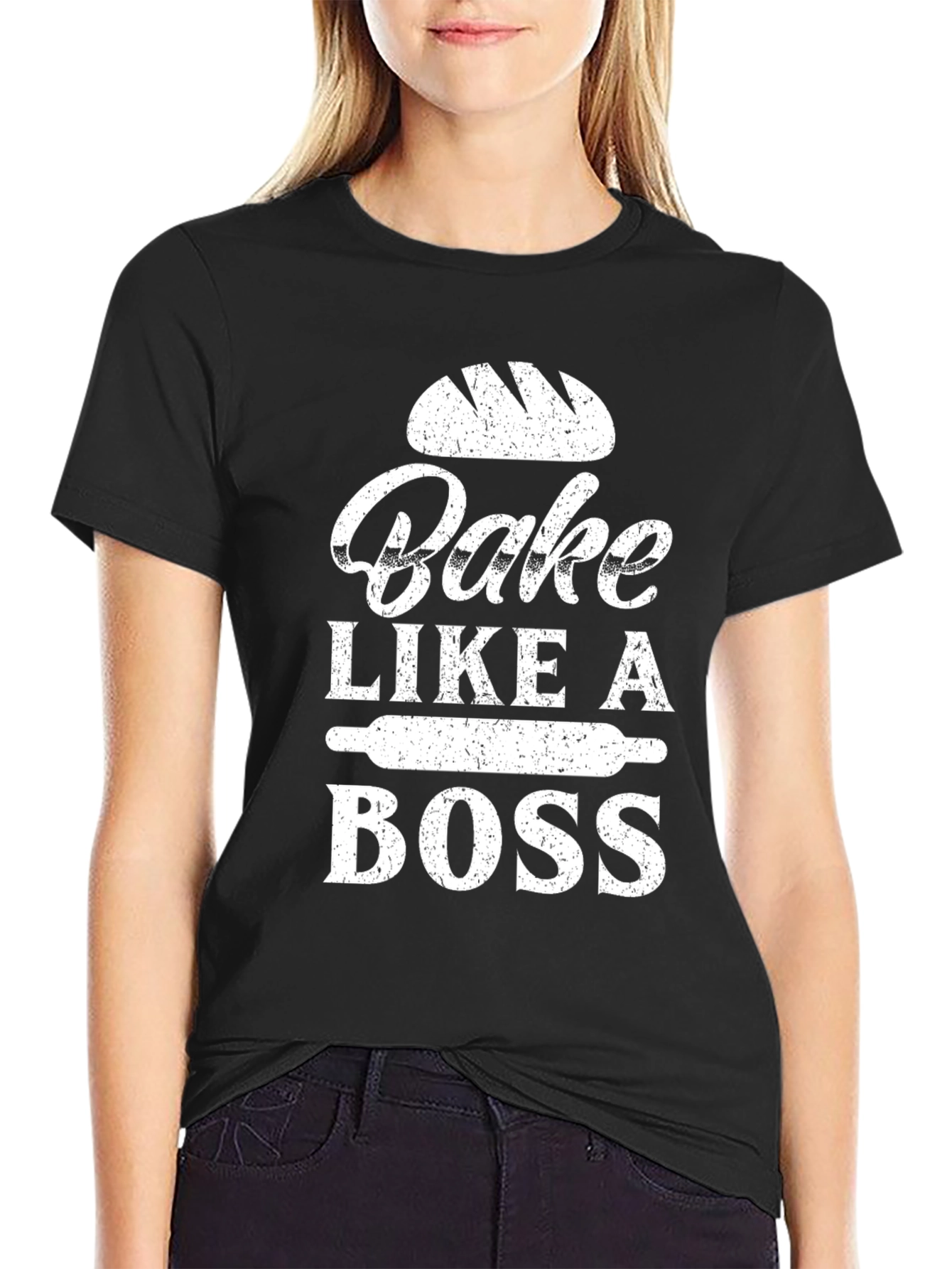 Black Bake Like A Boss Black T-Shirt - Baking Apparel view 2