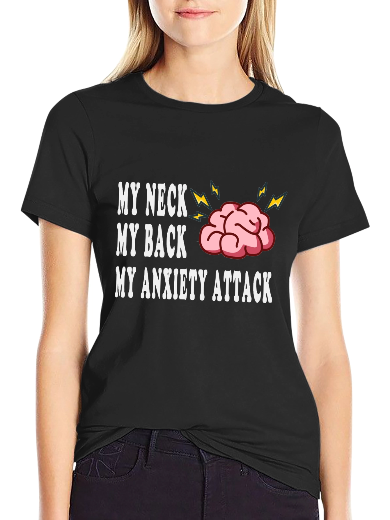 Black My Neck, My Back, My Anxiety Attack Graphic Tee view 2