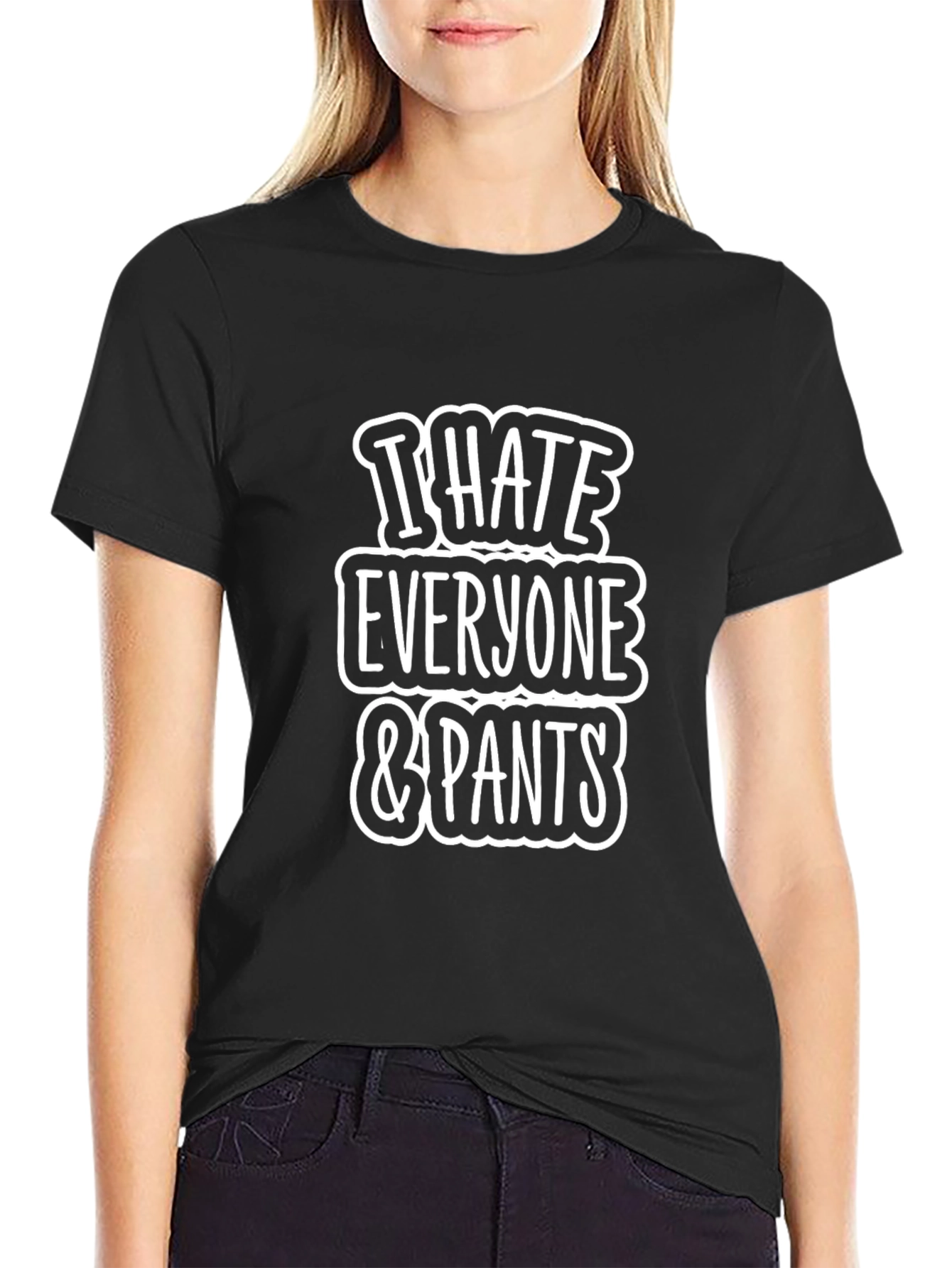 Black I Hate Everyone & Pants Graphic Tee - Black view 2