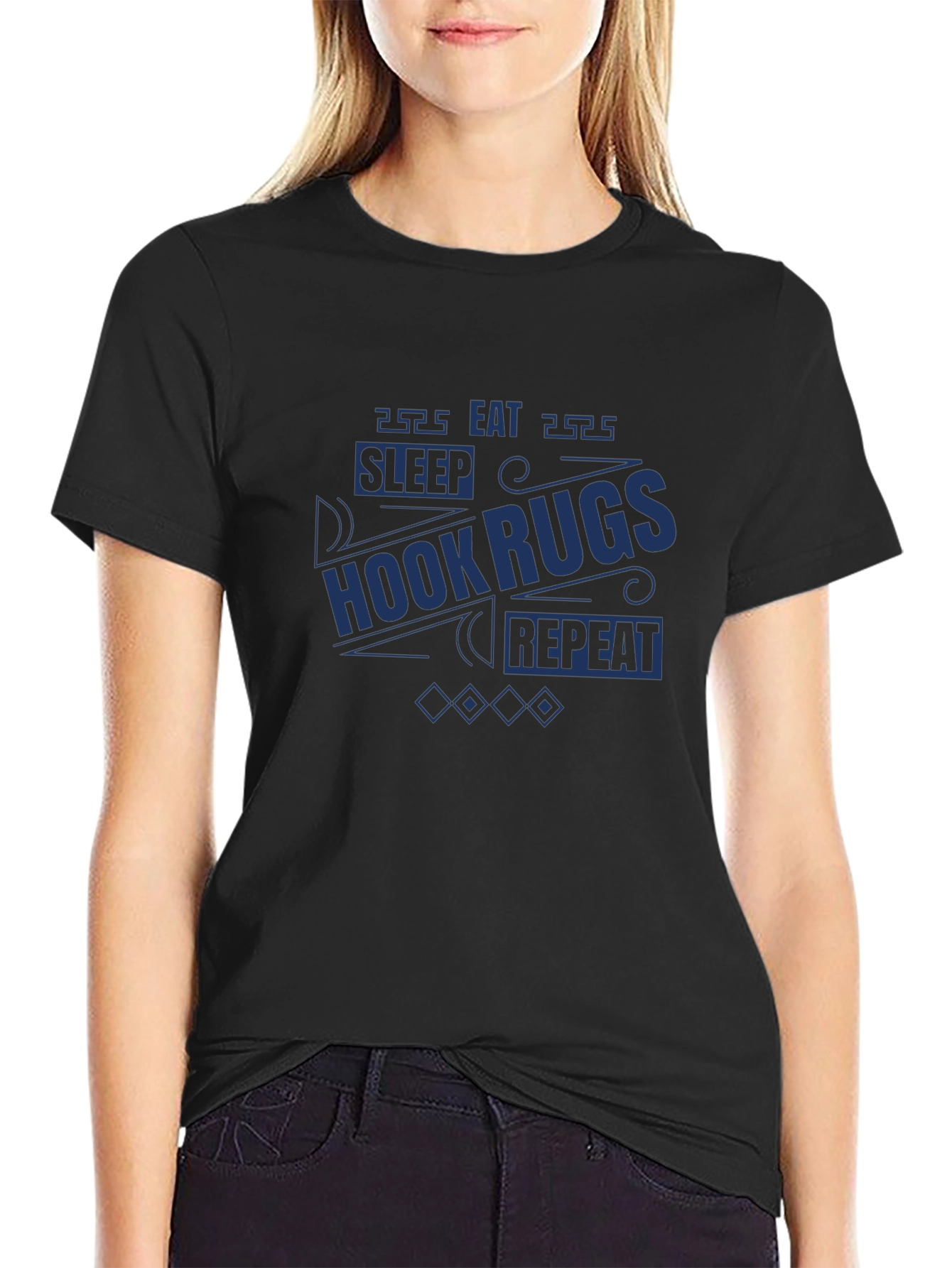 Black Hook Rugs T-Shirt: Sleep, Eat, Repeat! view 2