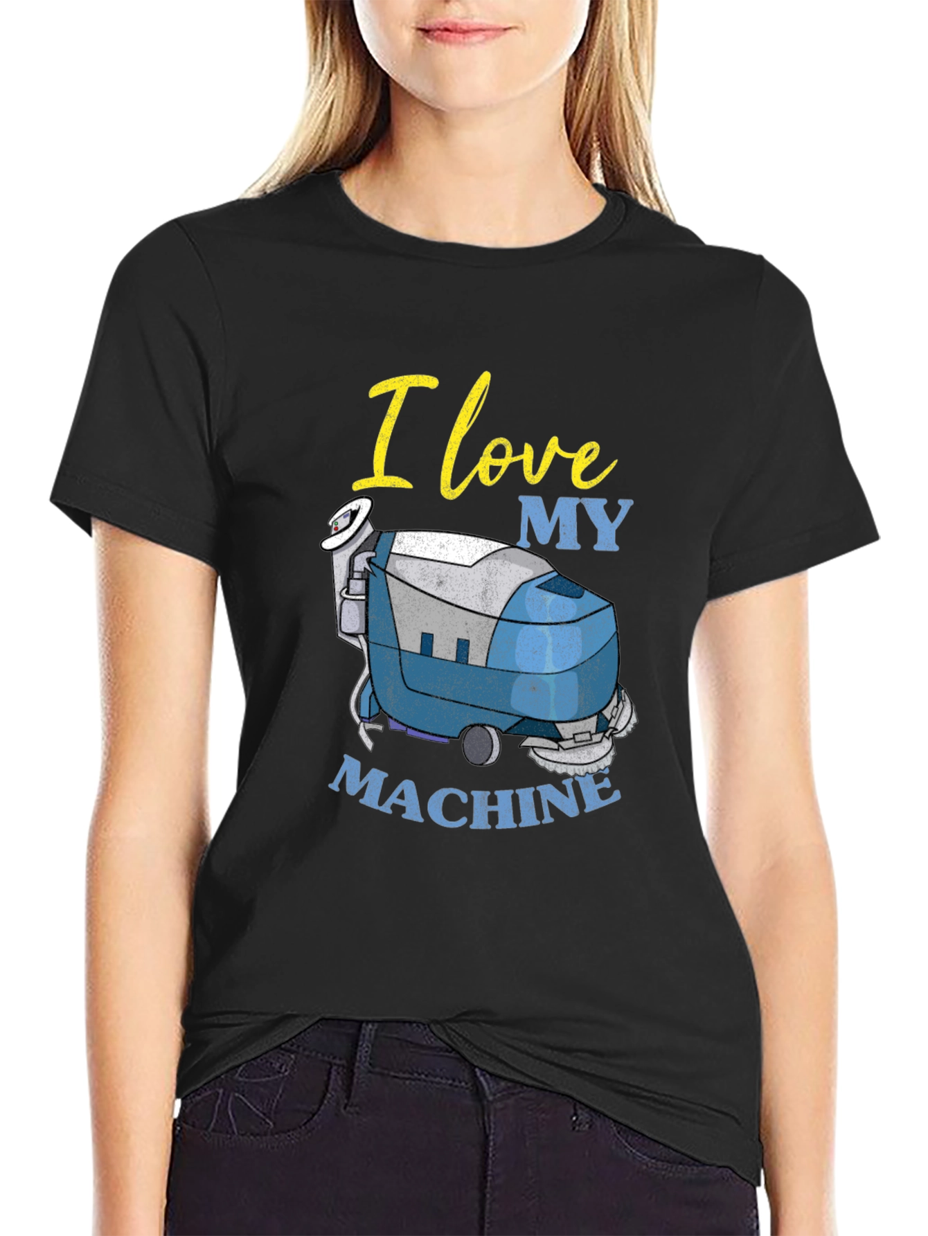 Black I Love My Machine T-Shirt - Cleaning Crew Apparel view 2