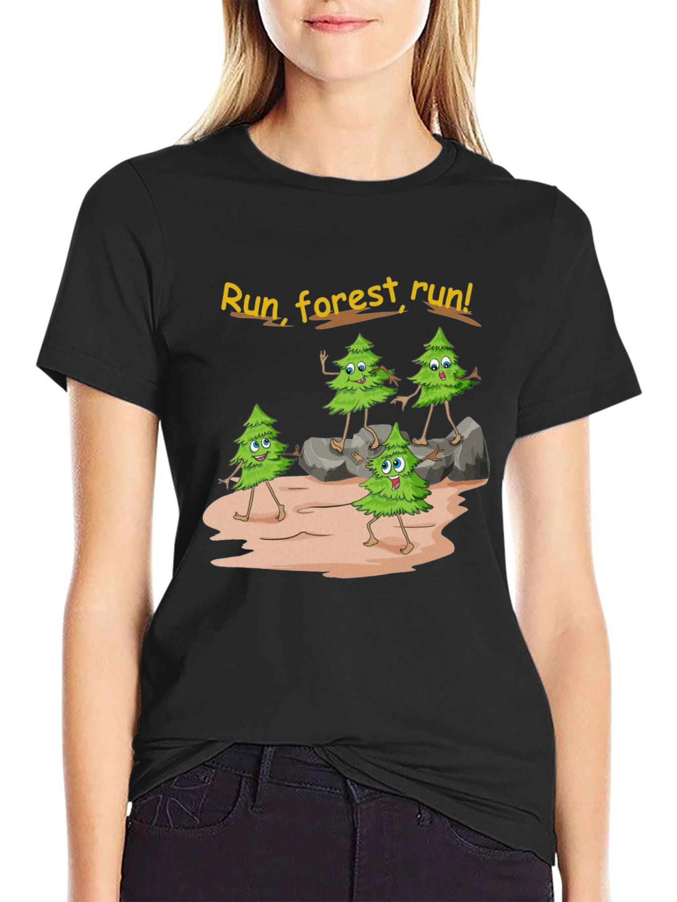Black Run Forest Run Graphic T-Shirt view 2
