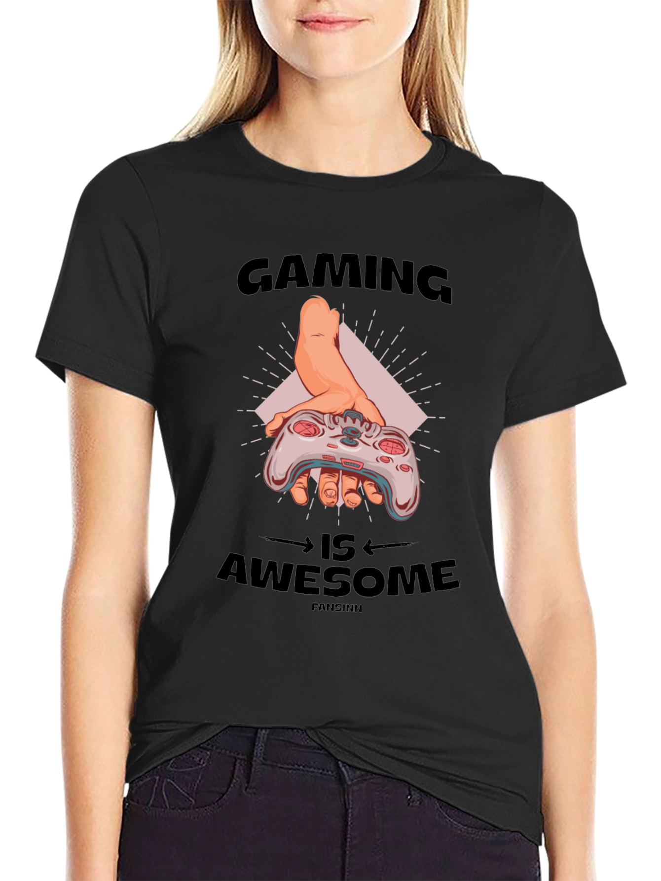 Black Gaming Is Awesome Black T-Shirt view 2