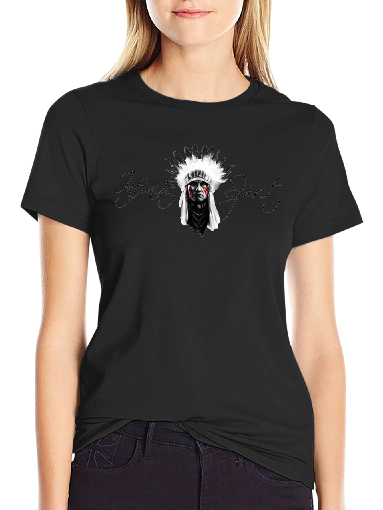 Black Men's Black T-Shirt - Infinite Spirit Graphic Tee view 2