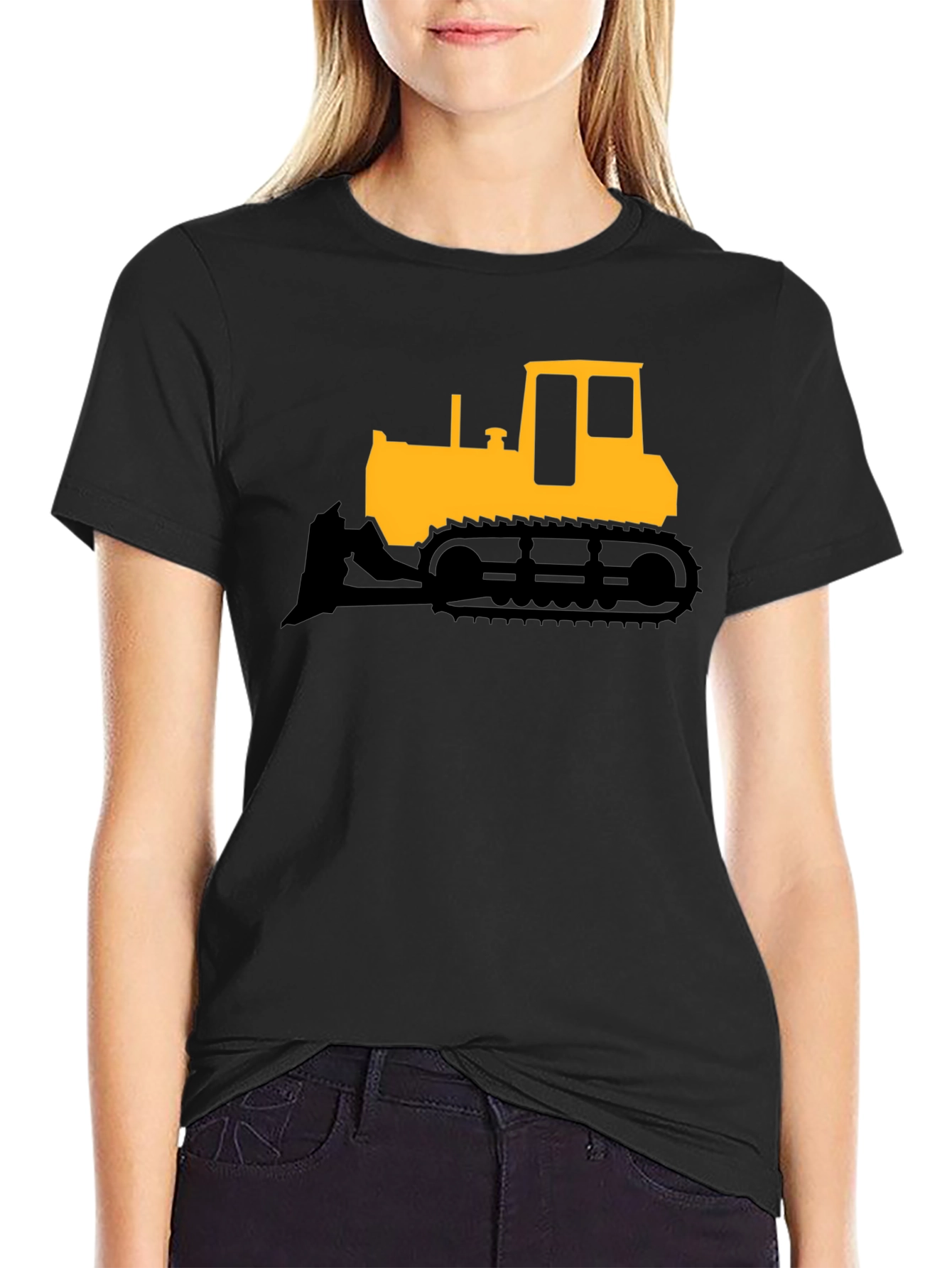 Black Bulldozer Graphic T-Shirt - Heavy Equipment Tee view 2
