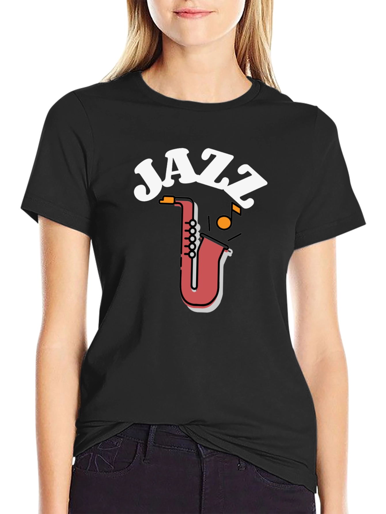 Black Jazz Saxophone Graphic Tee view 2