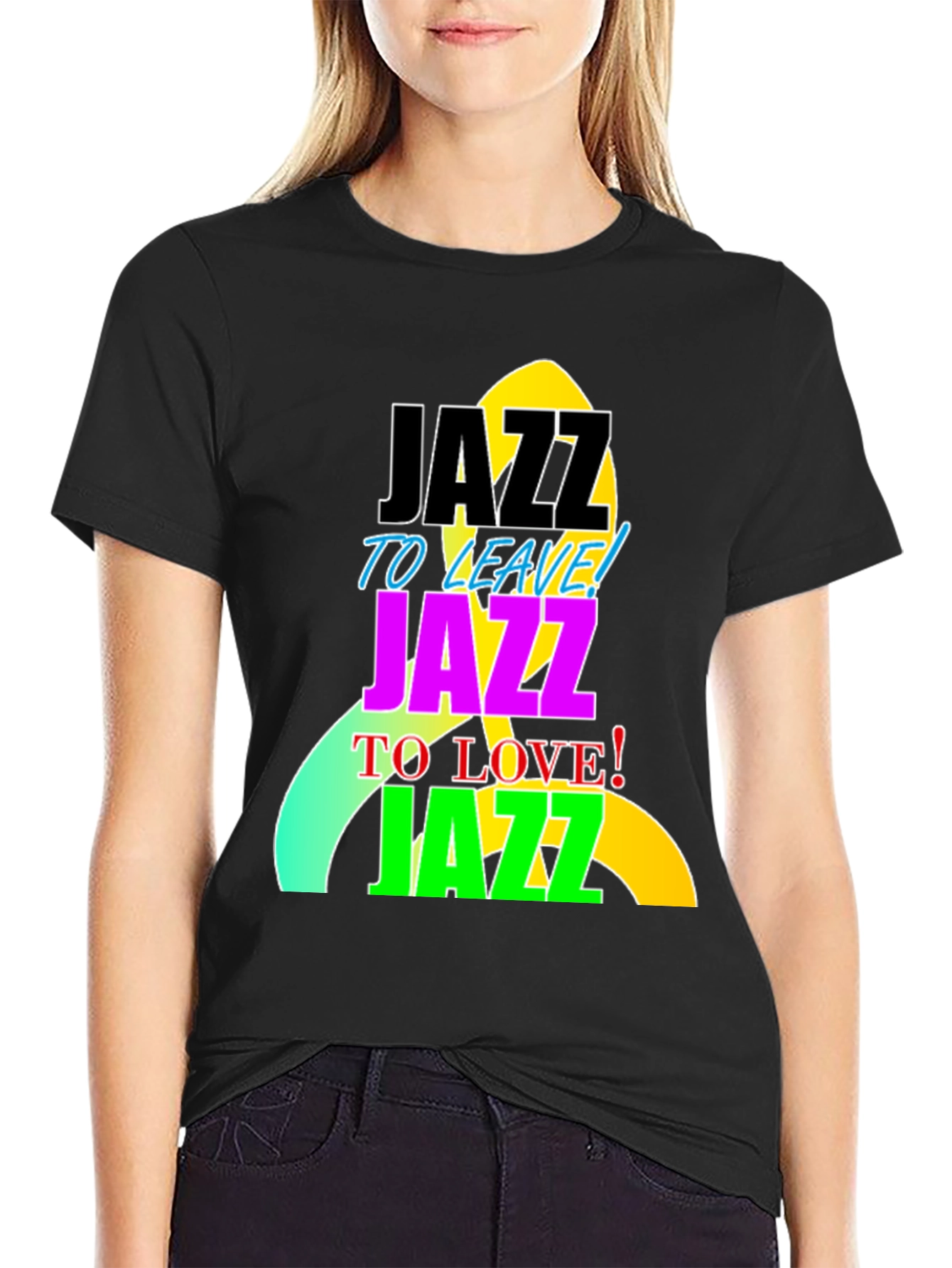 Black Jazz to Leave, Love, Jazz T-Shirt view 2