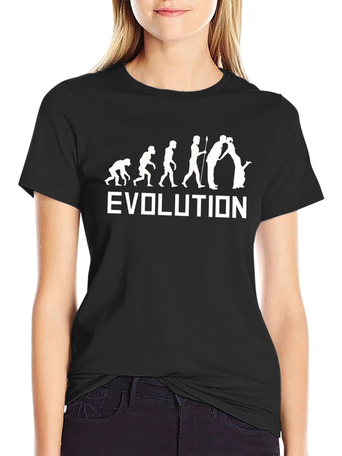 Black Evolution Wedding T-Shirt - Black Cotton Tee view 2