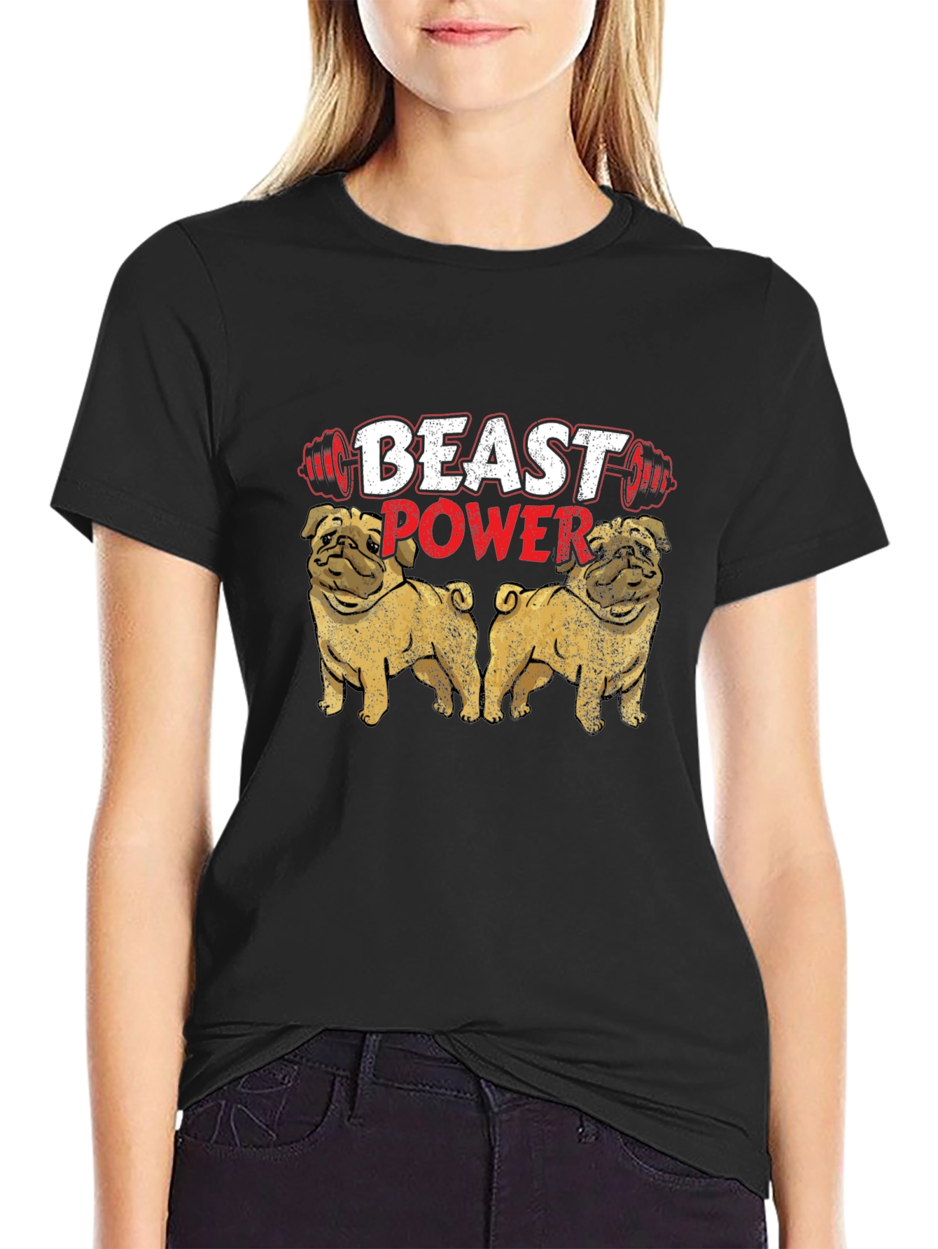 Black Beast Power Pug Graphic Tee view 2
