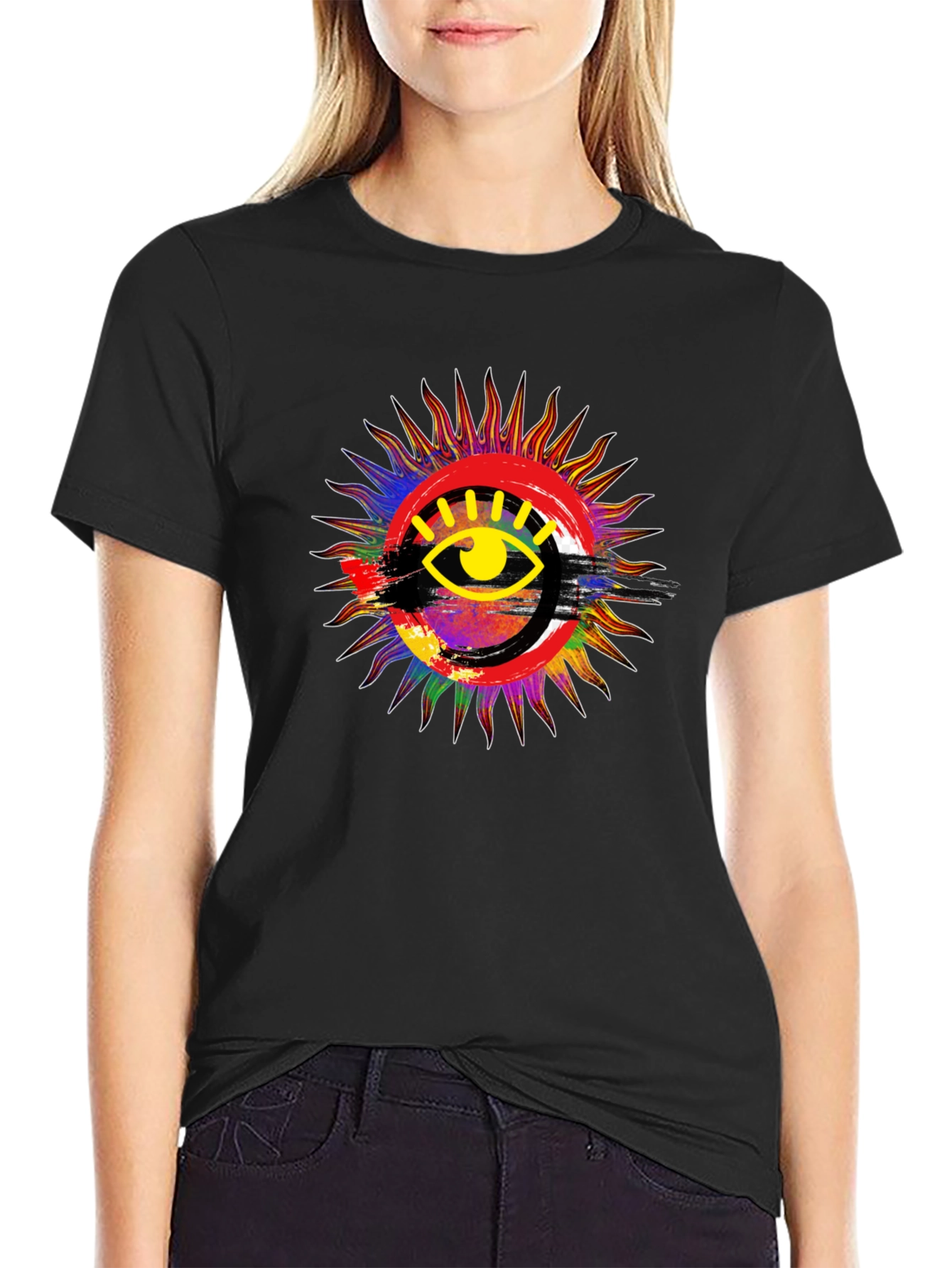 Black Eye of Providence Sunburst Graphic T-Shirt view 2