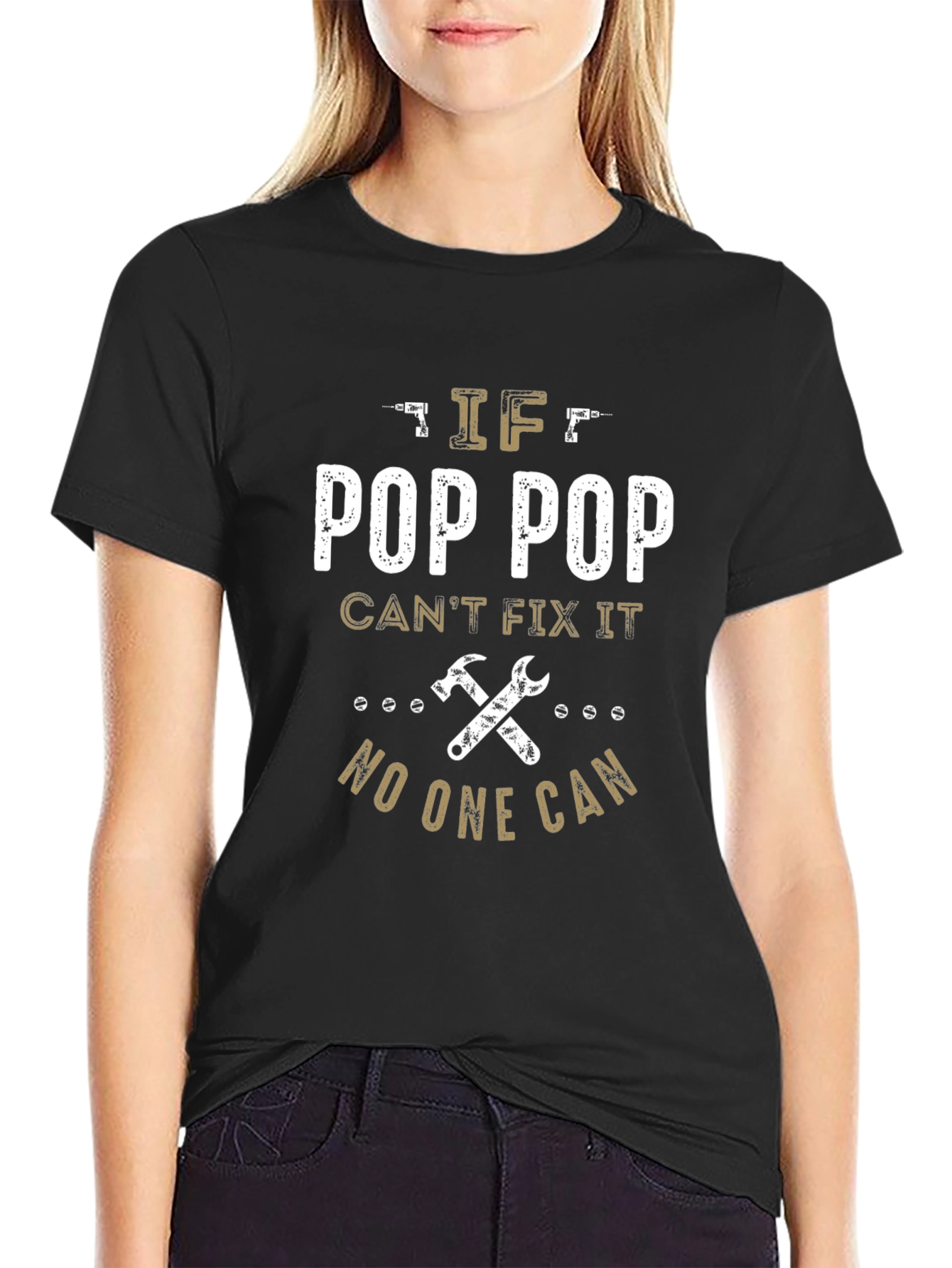 Black Pop Pop Can Fix It T-Shirt view 2