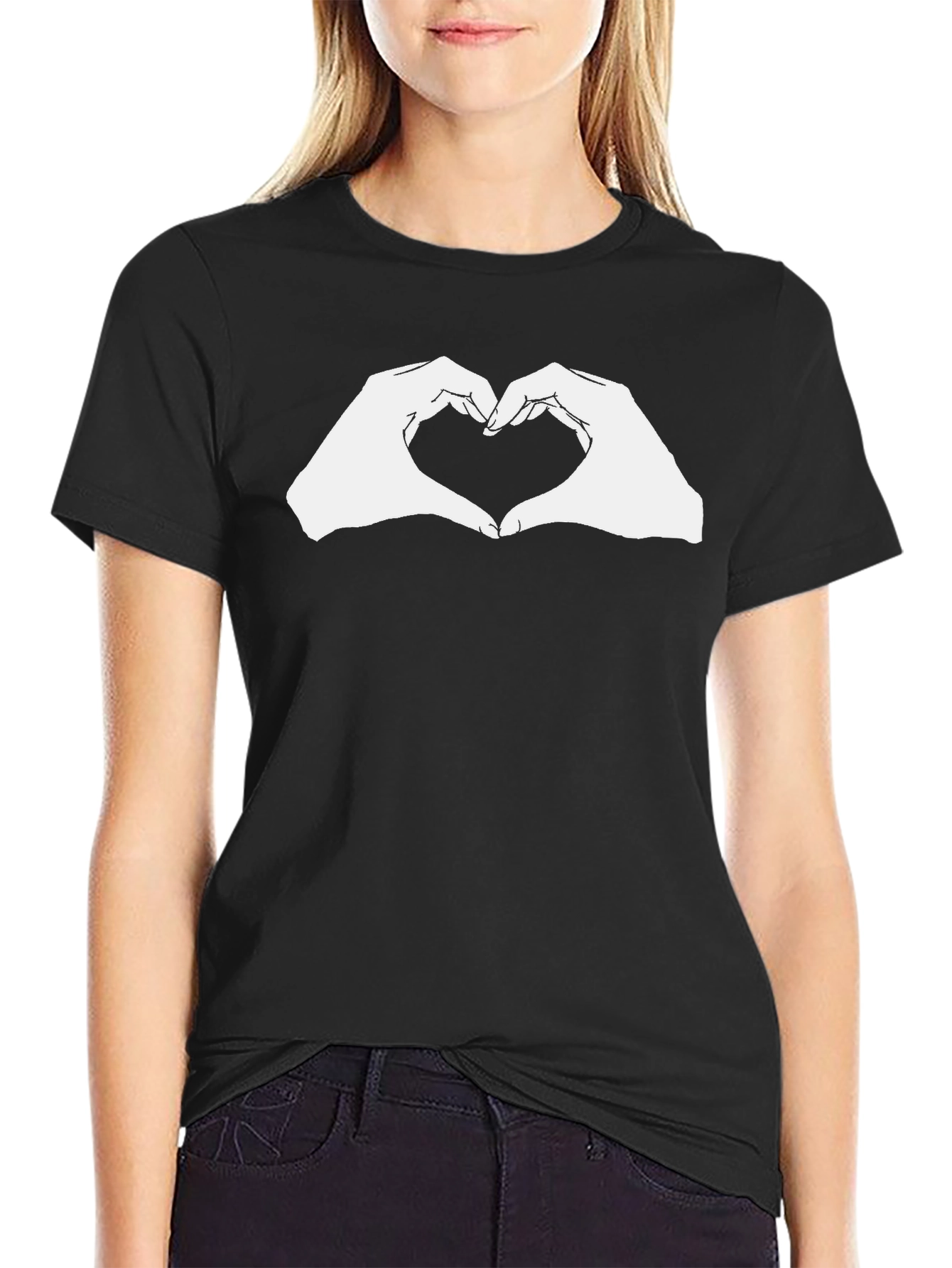 Black Heart Hands Black Cotton Graphic Tee view 2