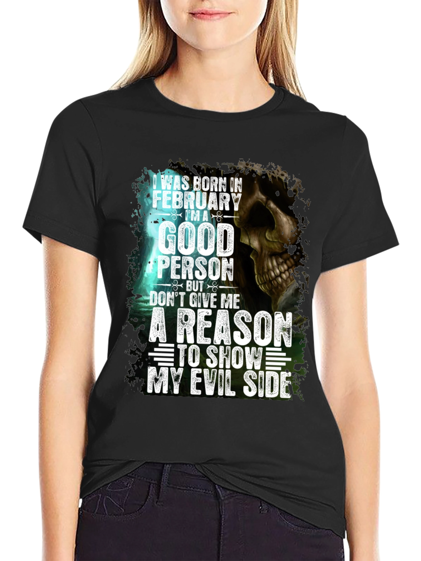 Black February Good Person Evil Side Graphic Tee view 2