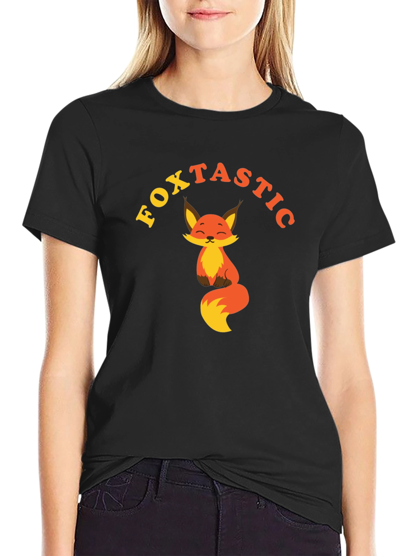 Black Foxtastic Graphic Tee - Cute Fox Design view 2