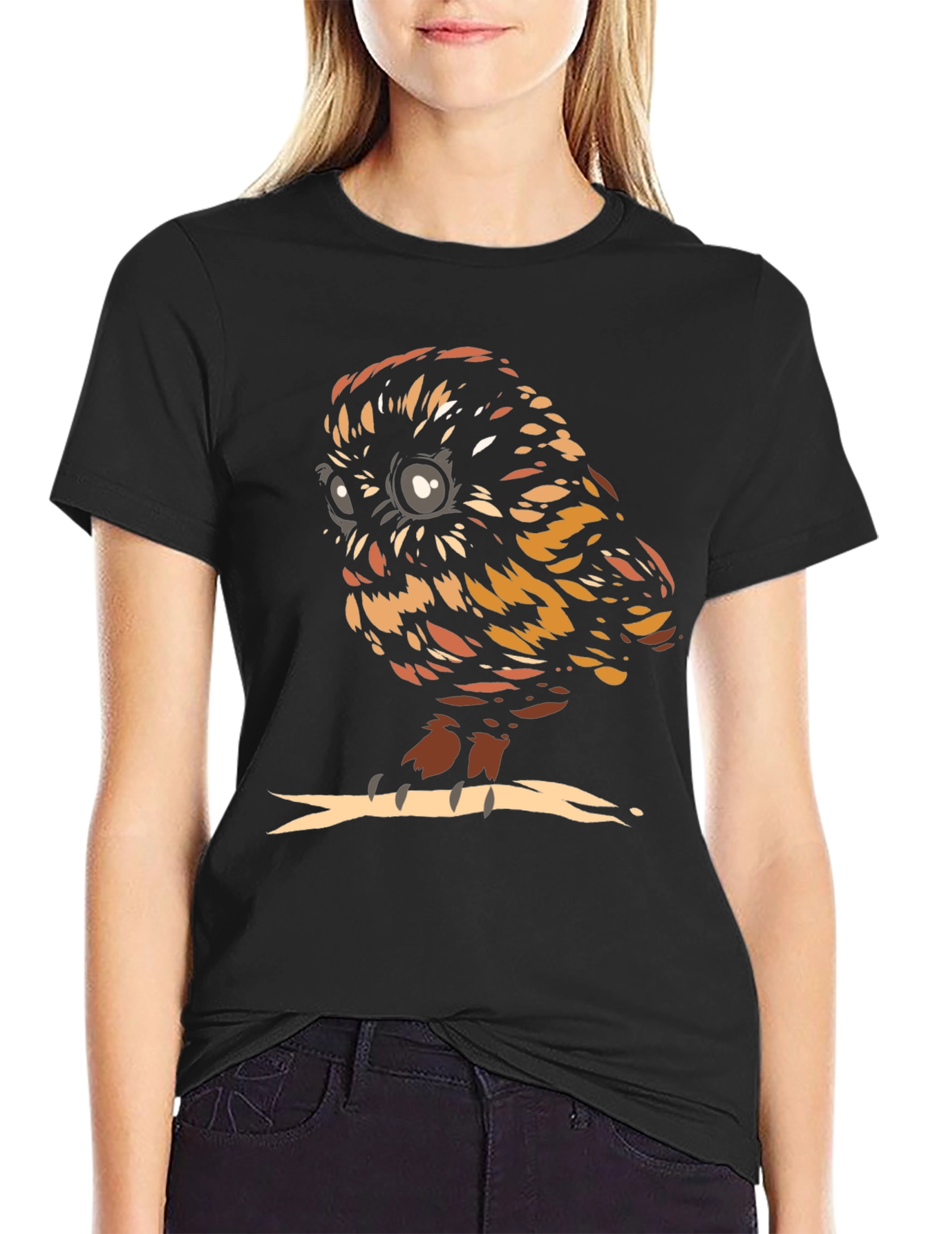 Black Owl with Glasses Graphic Tee - Unisex Black T-Shirt view 2