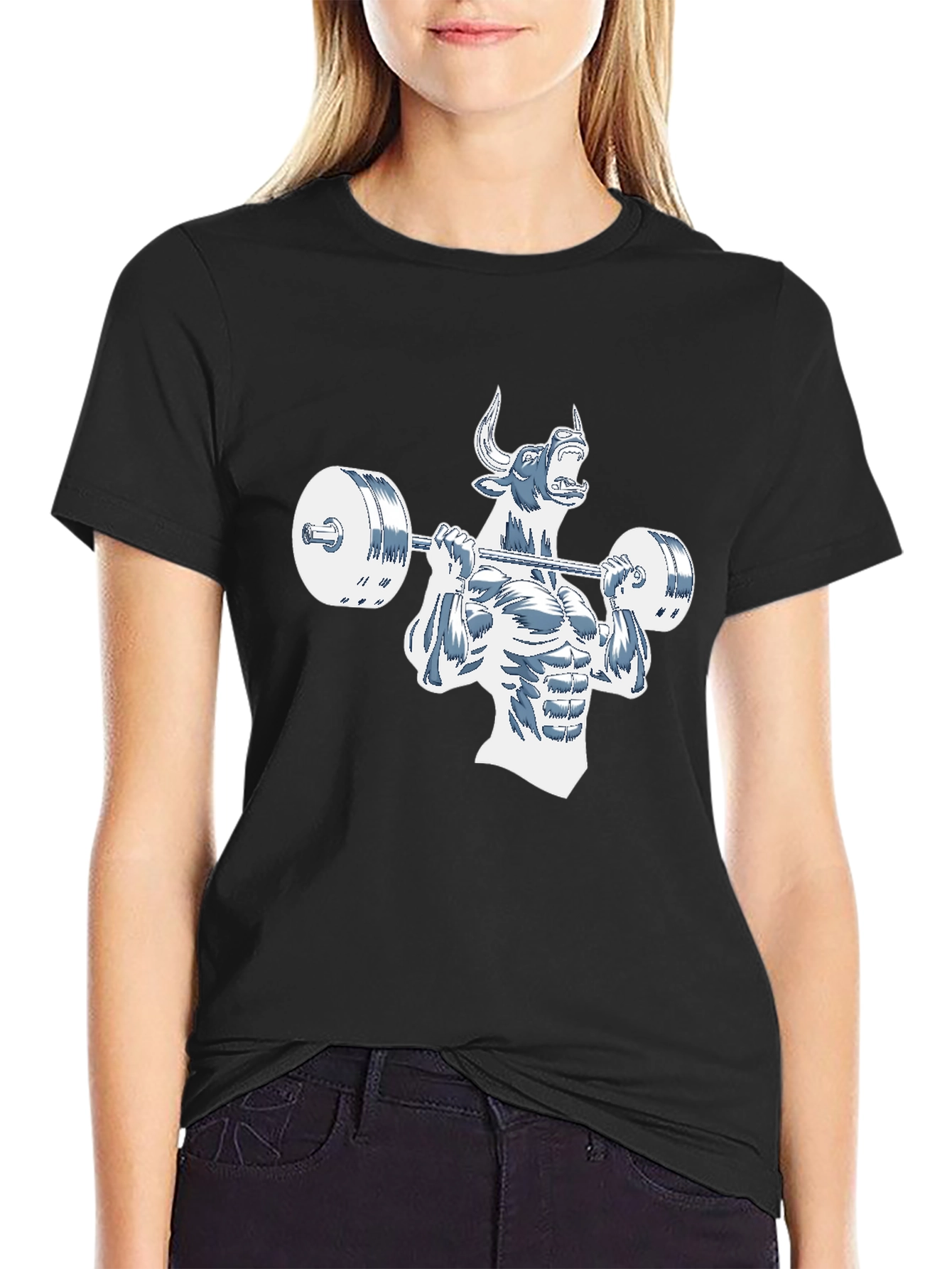 Black Gym Bull Black T-Shirt - Power Lifting view 2