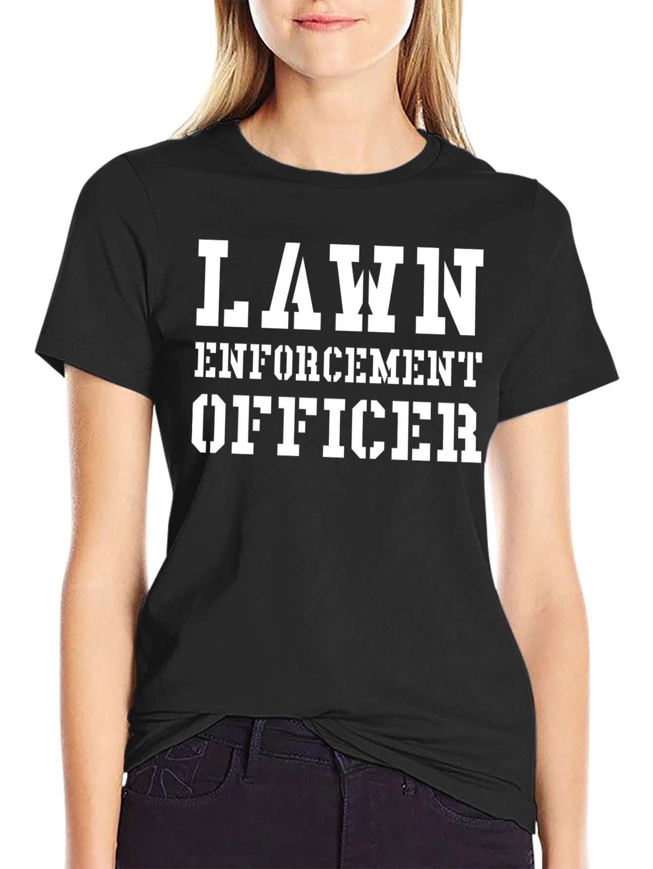 Black Lawn Enforcement Officer Graphic Tee view 2