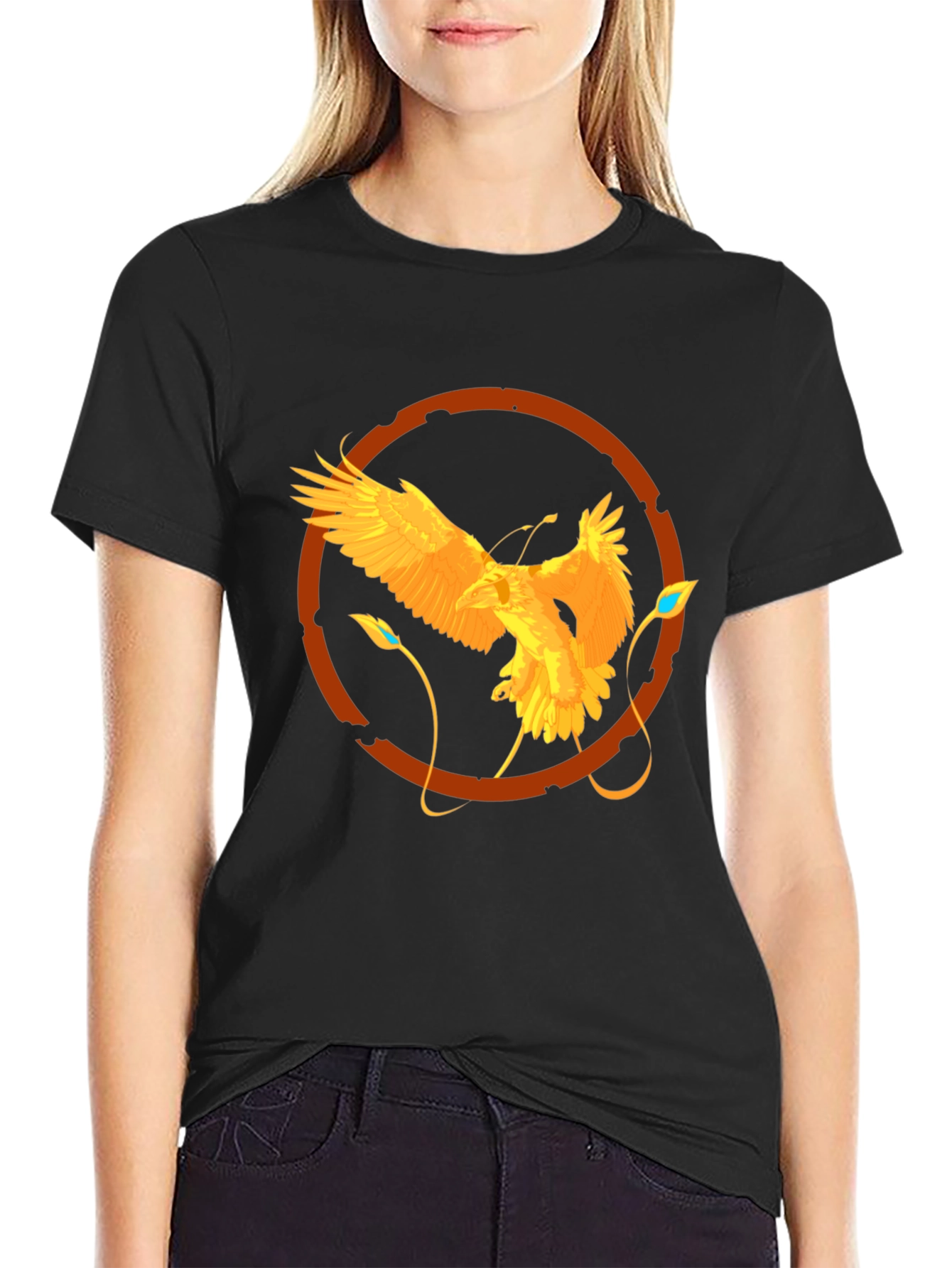 Black Raven Circle Graphic Tee - Stylish Men's Black T-Shirt view 2