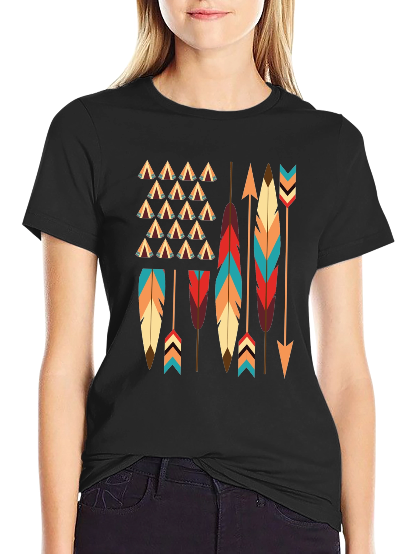 Native American Arrows & Feathers Graphic T-Shirt - 2