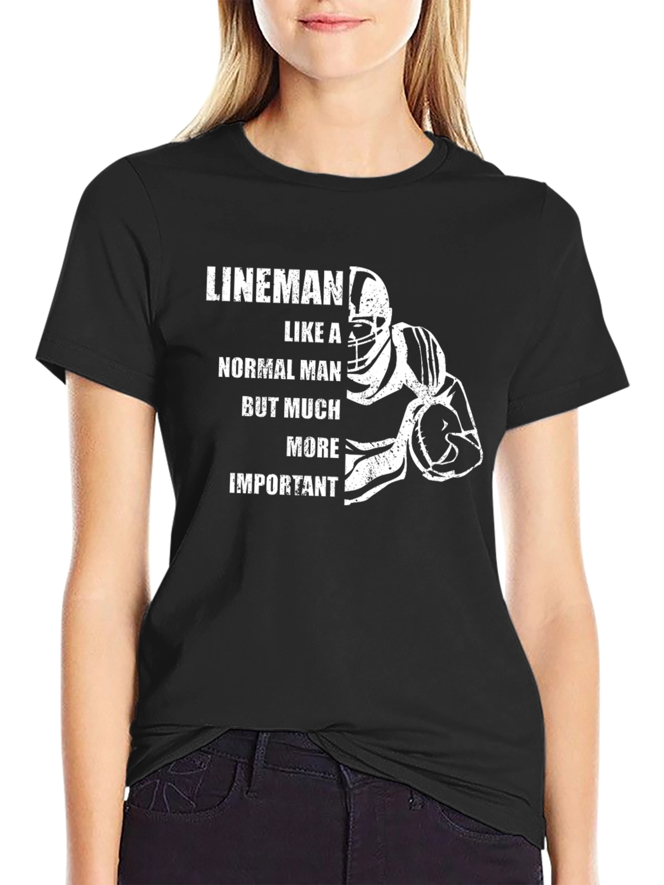Black Lineman Graphic Tee - Football Fan Apparel view 2