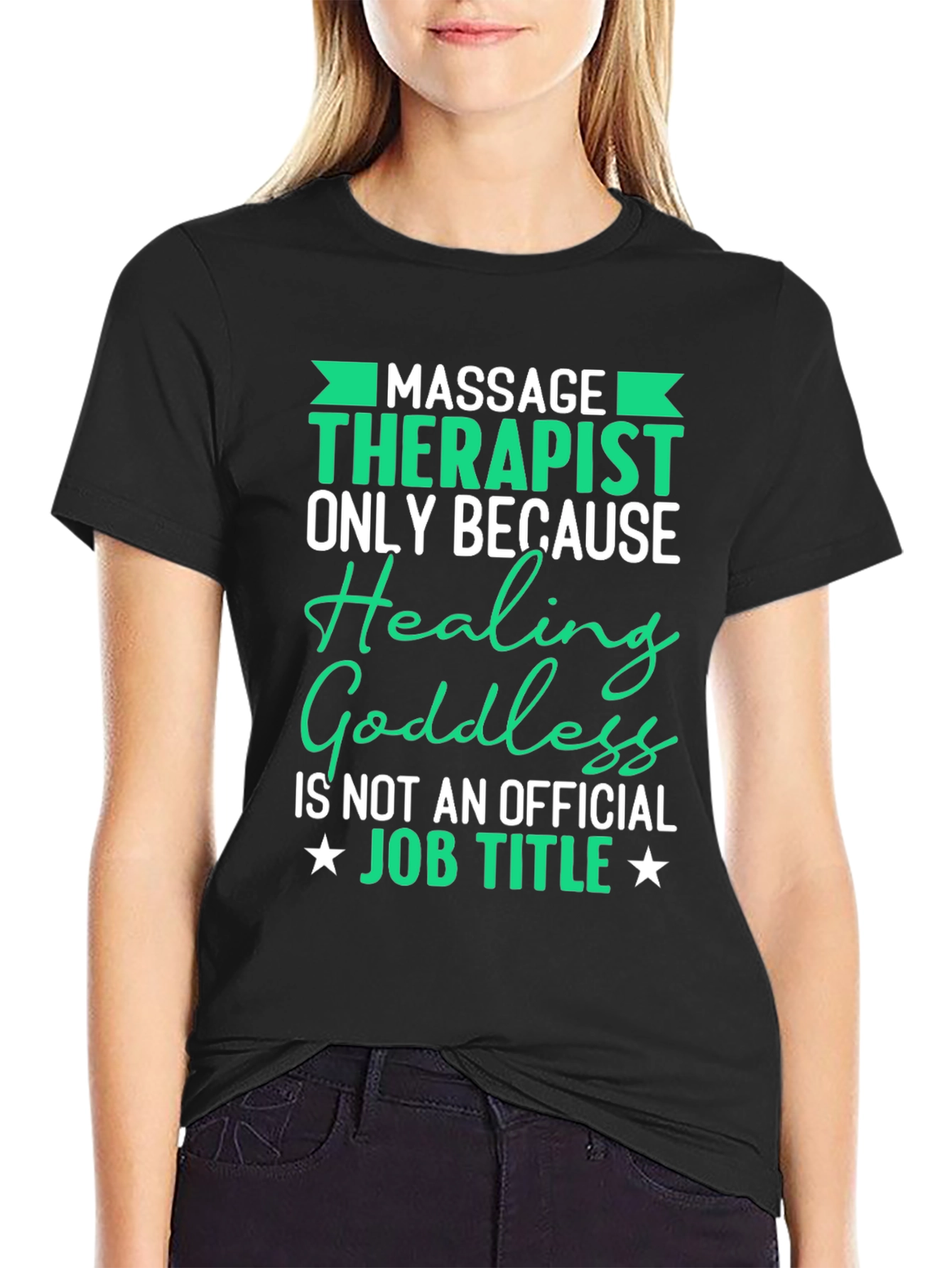 Black Massage Therapist Graphic T-Shirt view 2