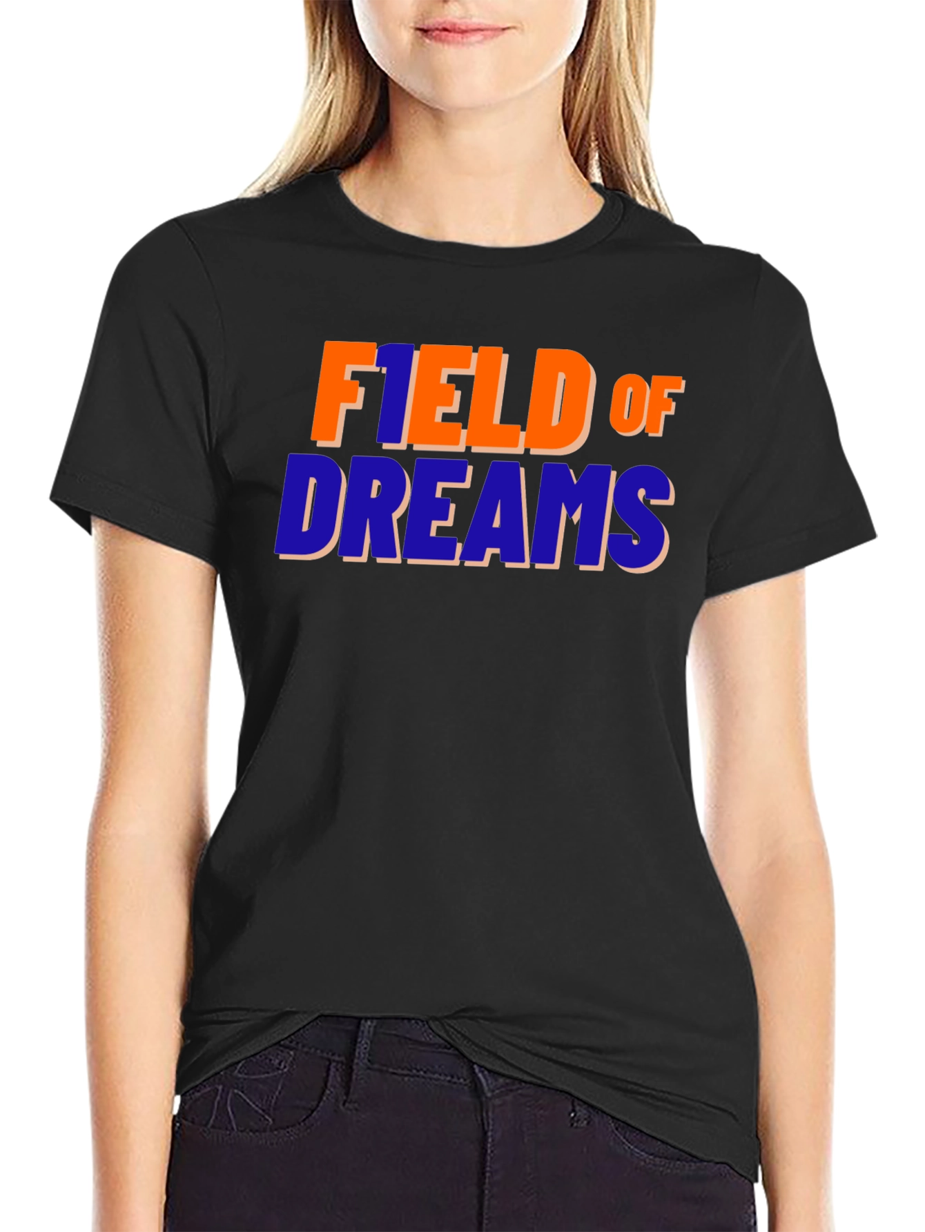 Black Field of Dreams Graphic T-Shirt - Retro Style view 2